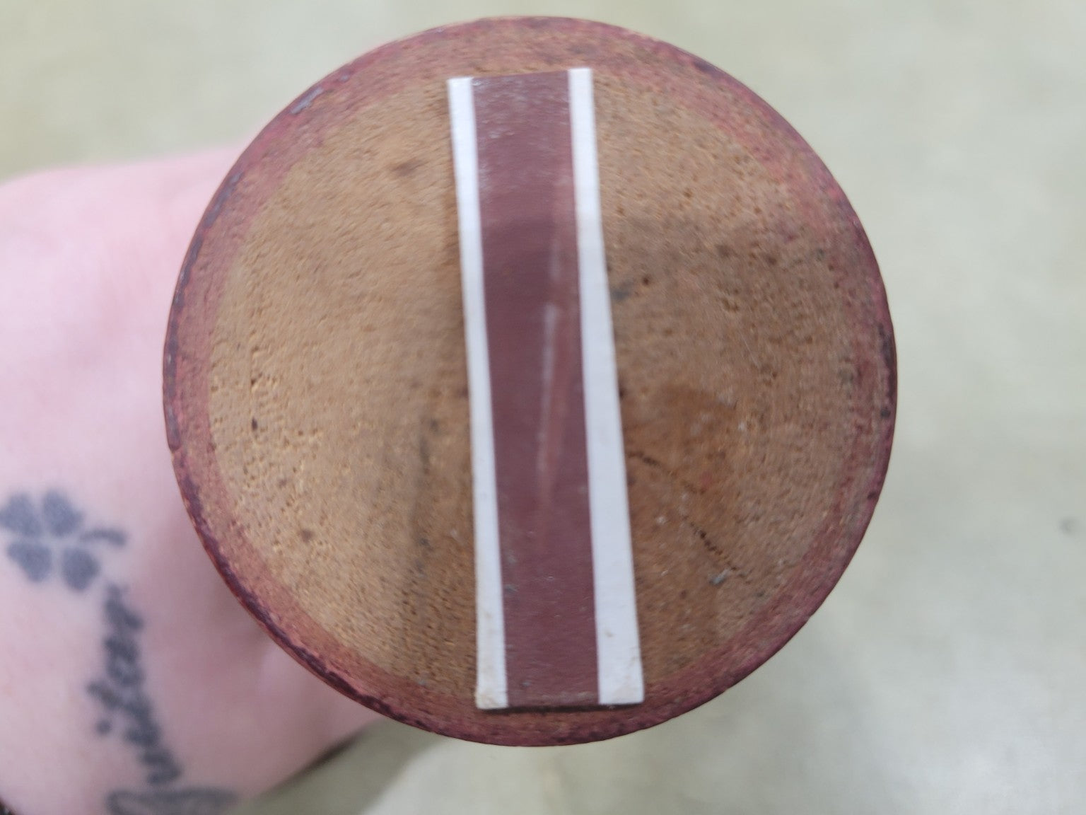 Turned Wood Matchstick Holder with Striker Base – Burgundy Finish