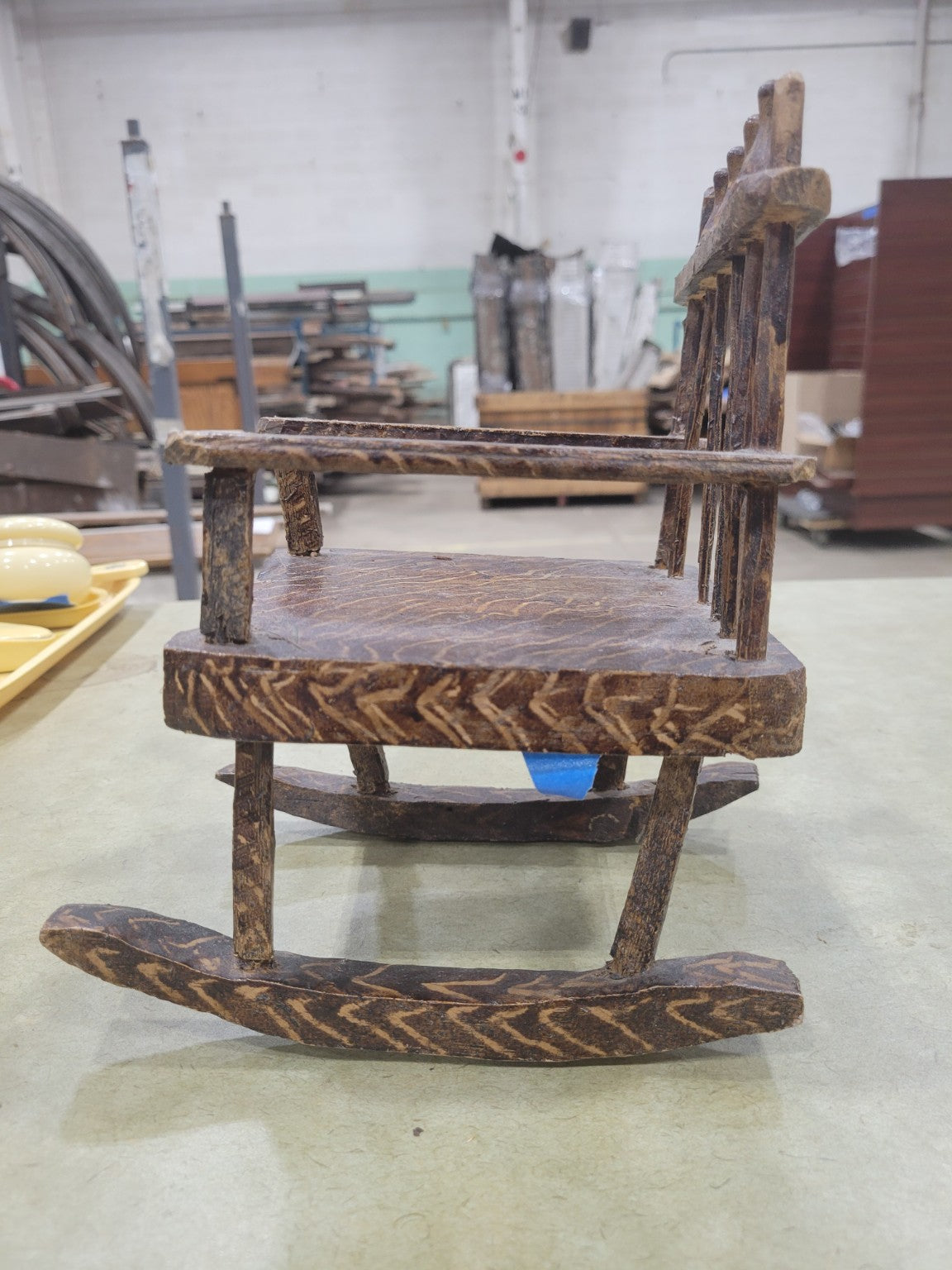 Handcrafted Folk Art Miniature Wooden Rocking Chair by S.E. Pfalzgraf