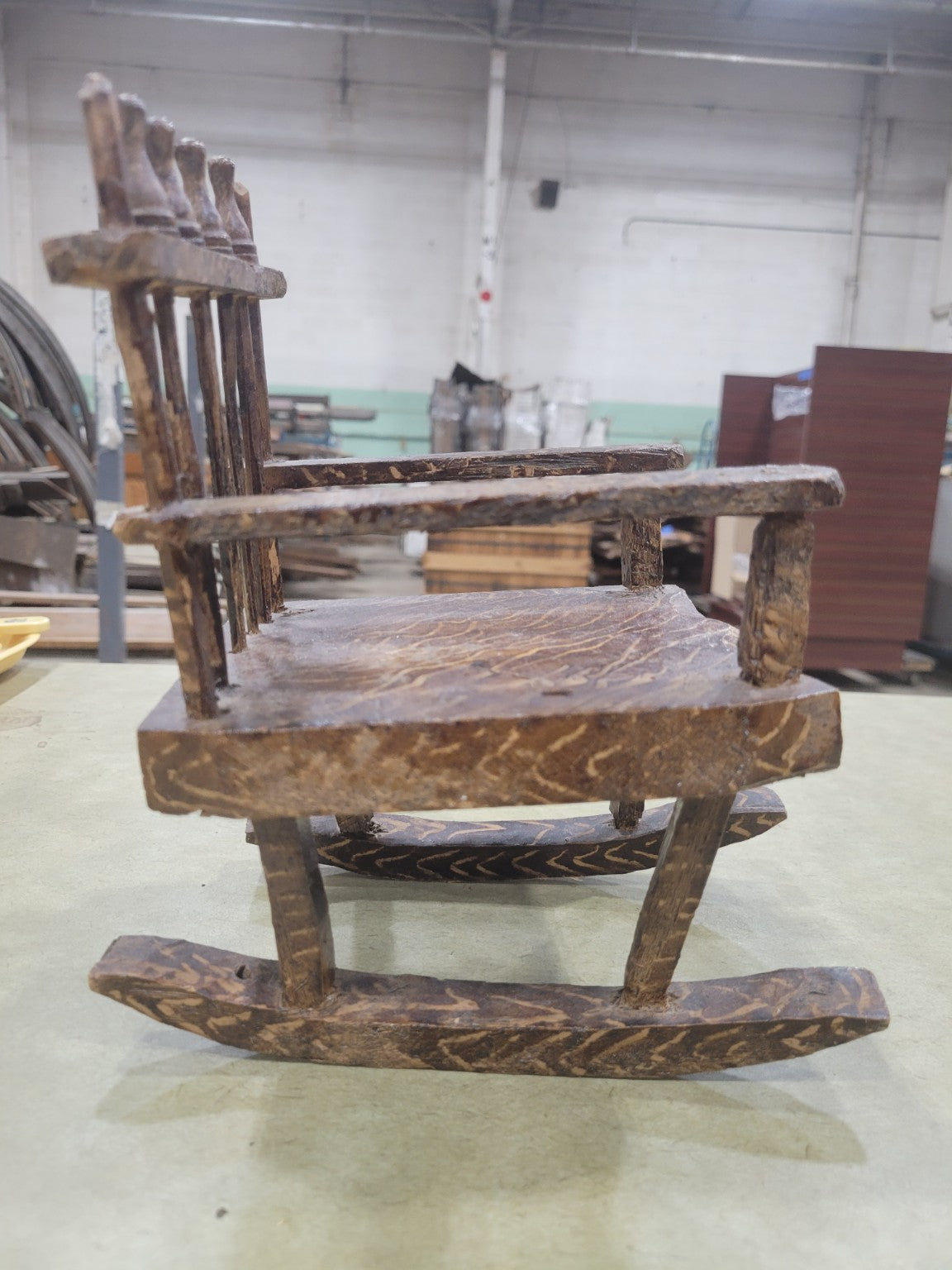 Handcrafted Folk Art Miniature Wooden Rocking Chair by S.E. Pfalzgraf