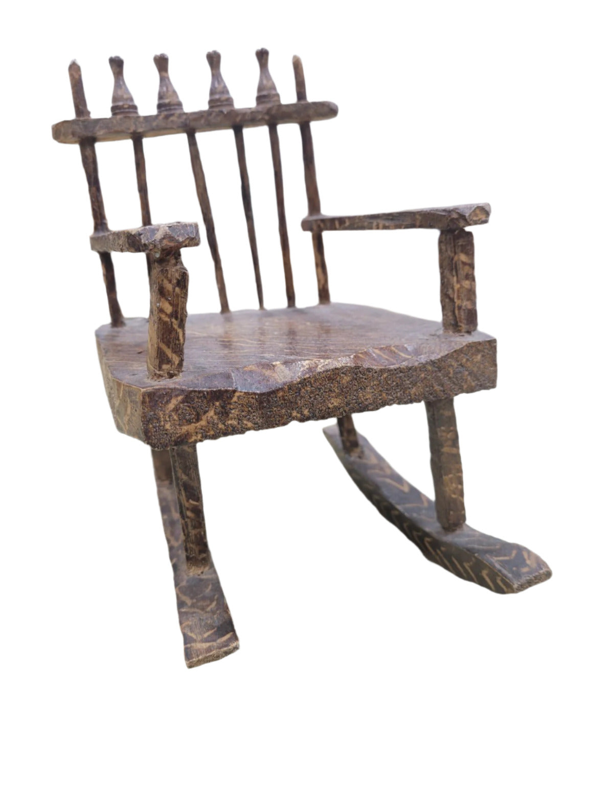 Handcrafted Folk Art Miniature Wooden Rocking Chair by S.E. Pfalzgraf