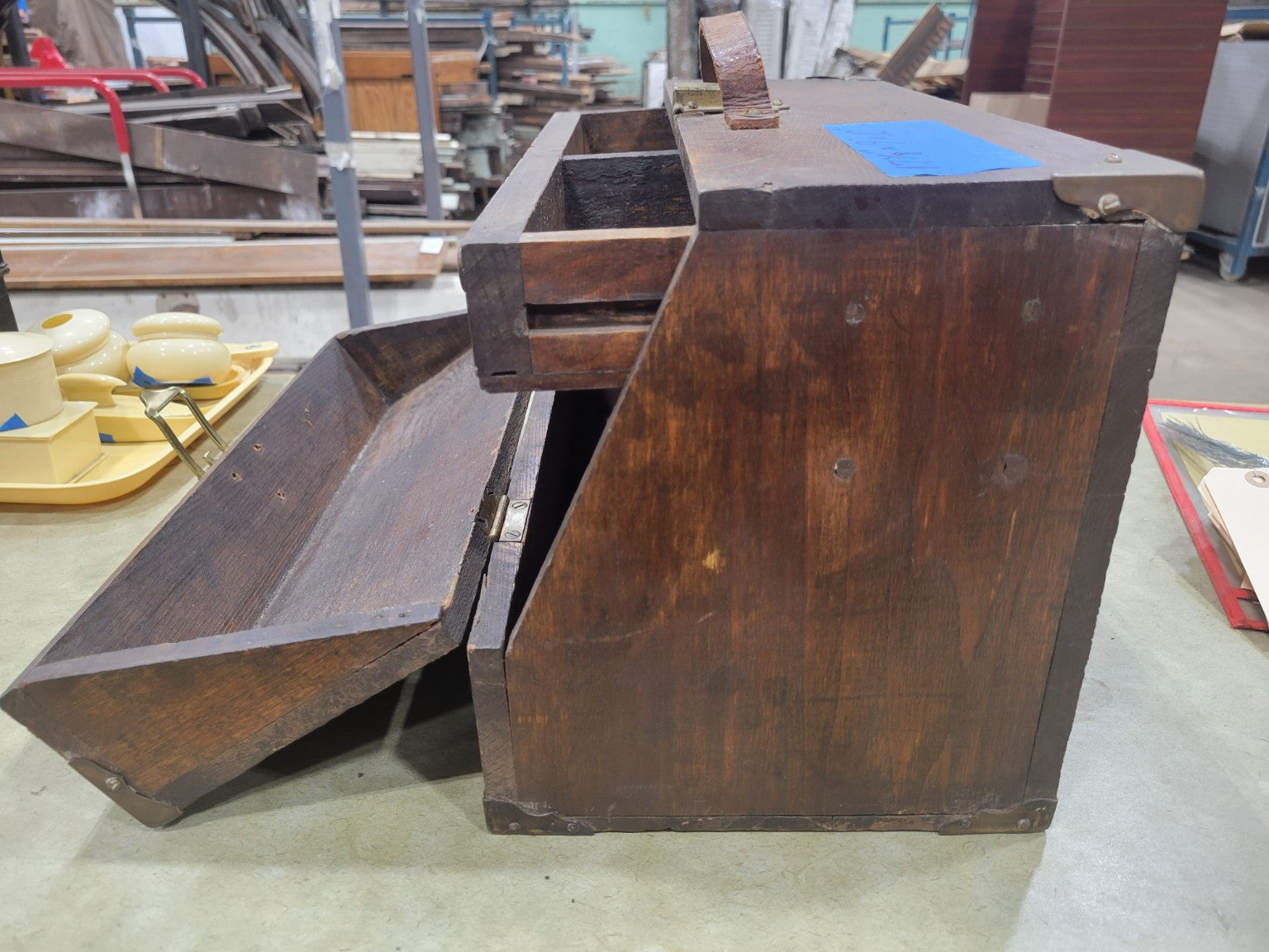 Antique Oak Machinist’s Tool Chest with Drop-Front Panel