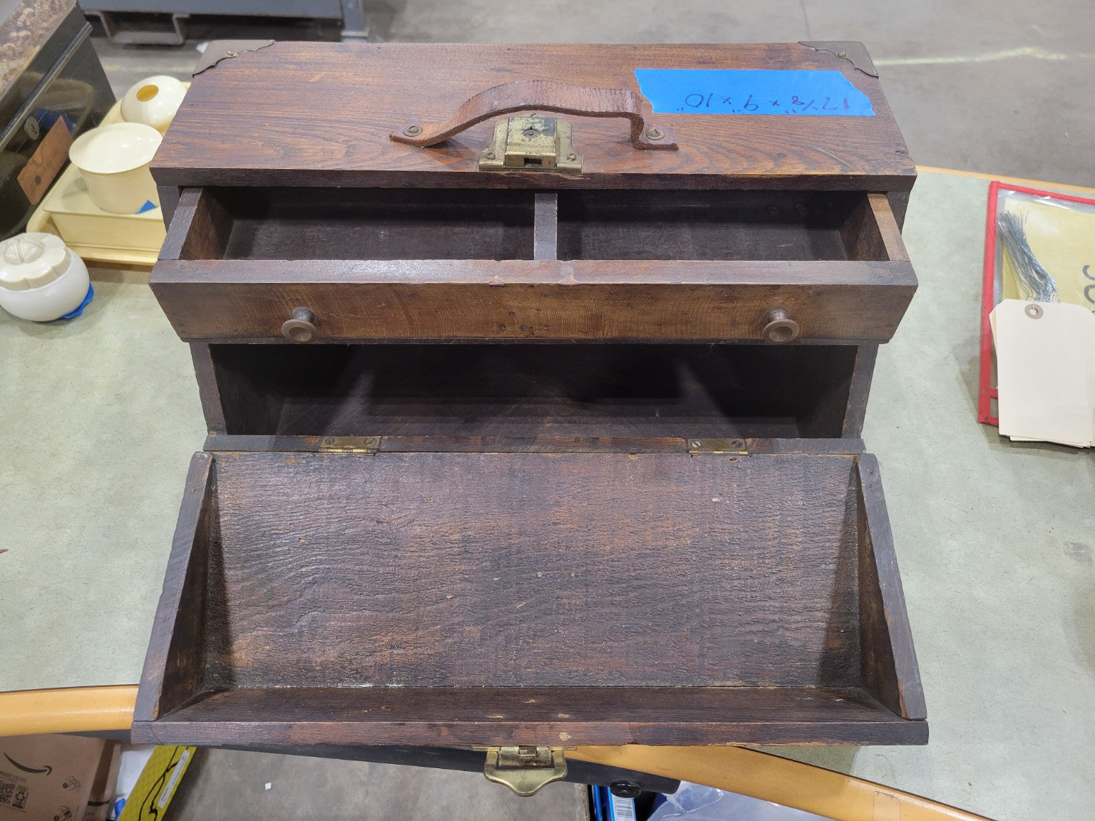 Antique Oak Machinist’s Tool Chest with Drop-Front Panel
