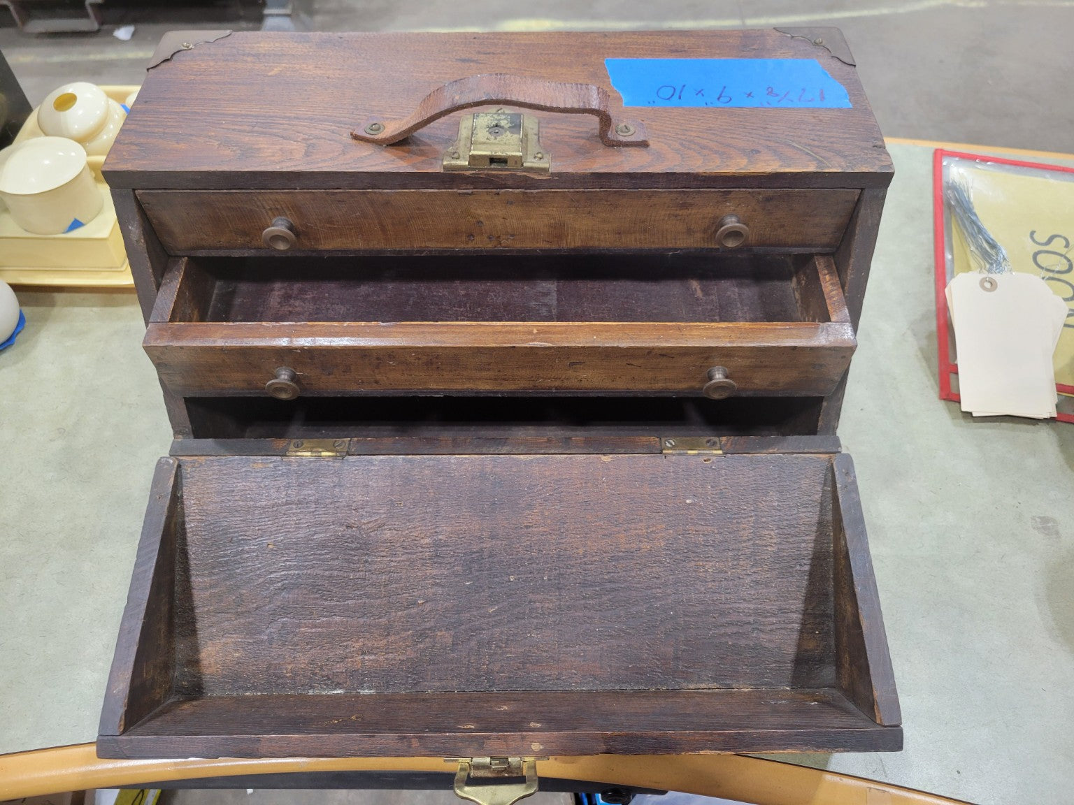 Antique Oak Machinist’s Tool Chest with Drop-Front Panel