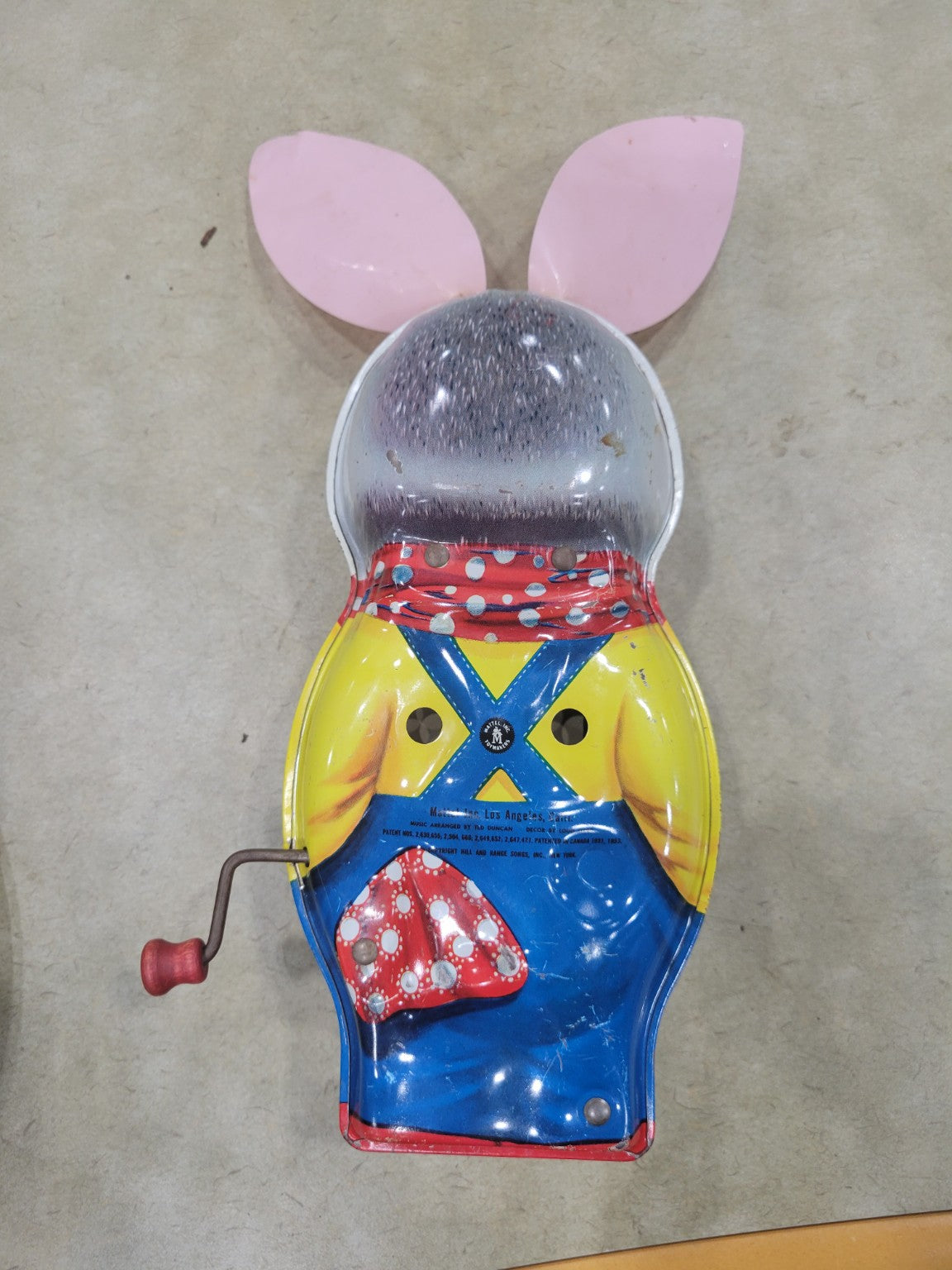 Vintage 1950s Mattel Peter Cottontail Tin Wind-Up Toy (Non-Working Mechanism)