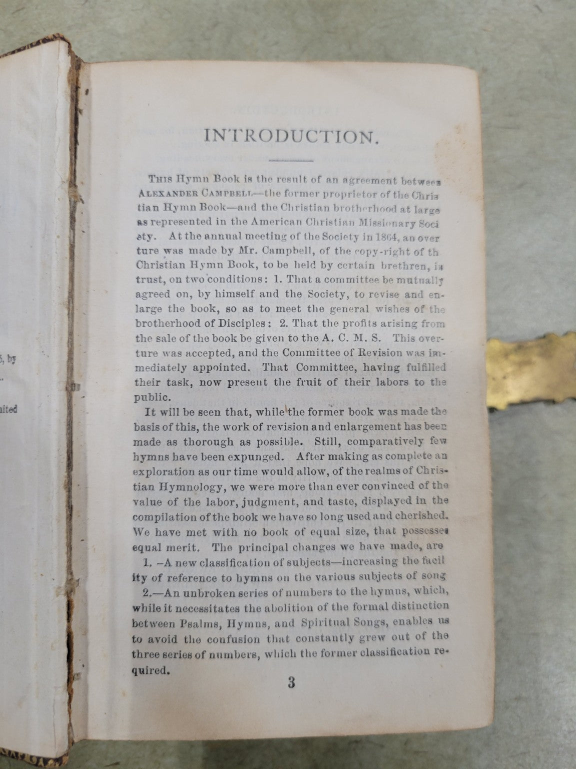 1873 Christian Hymn Book - Leather Bound with Brass Clasp