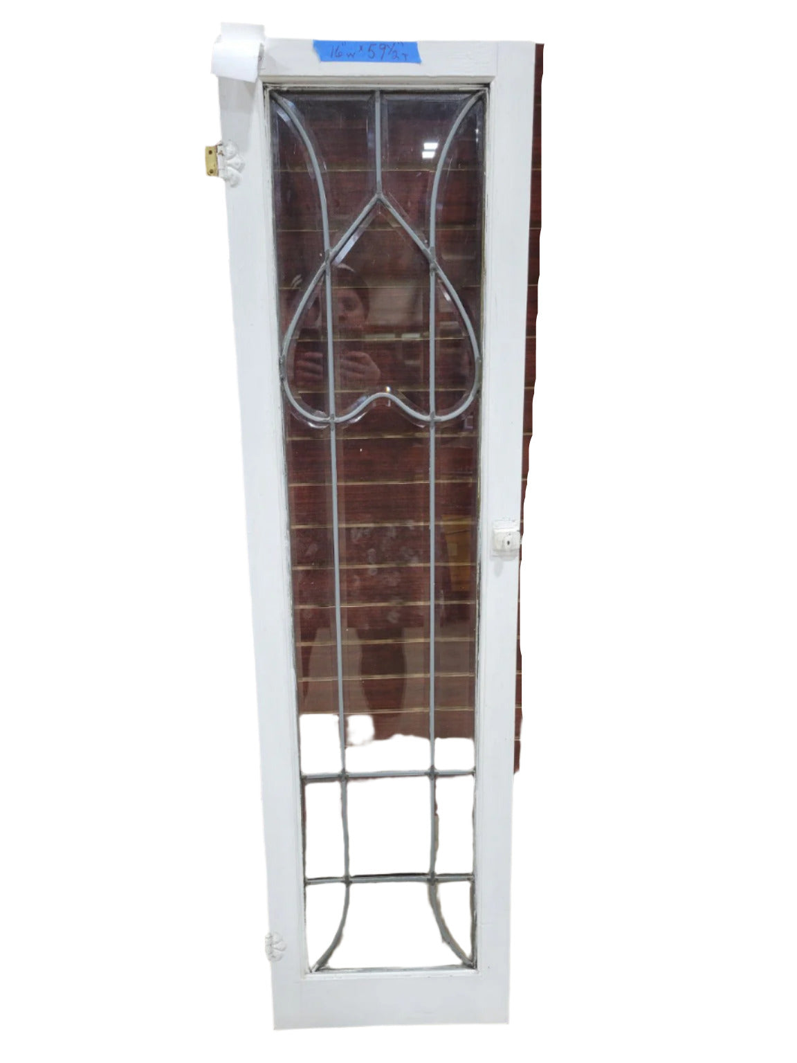 Pair of Tall Leaded Glass Cabinet Doors – 16" x 59 ¾"