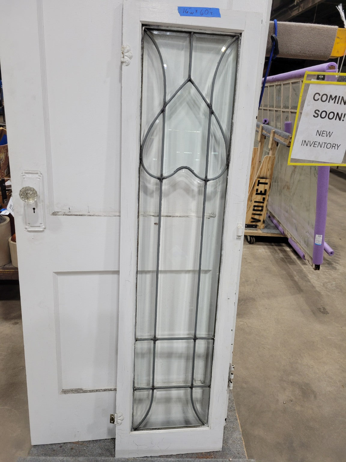 Single Leaded Glass Cabinet Door – 16" x 60" (Mismatched Pair)