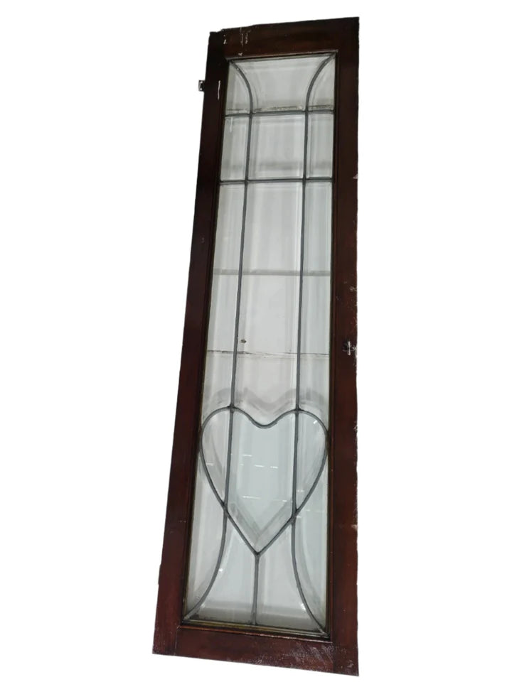 Pair of Tall Leaded Glass Cabinet Doors – 16" x 59 ¾"