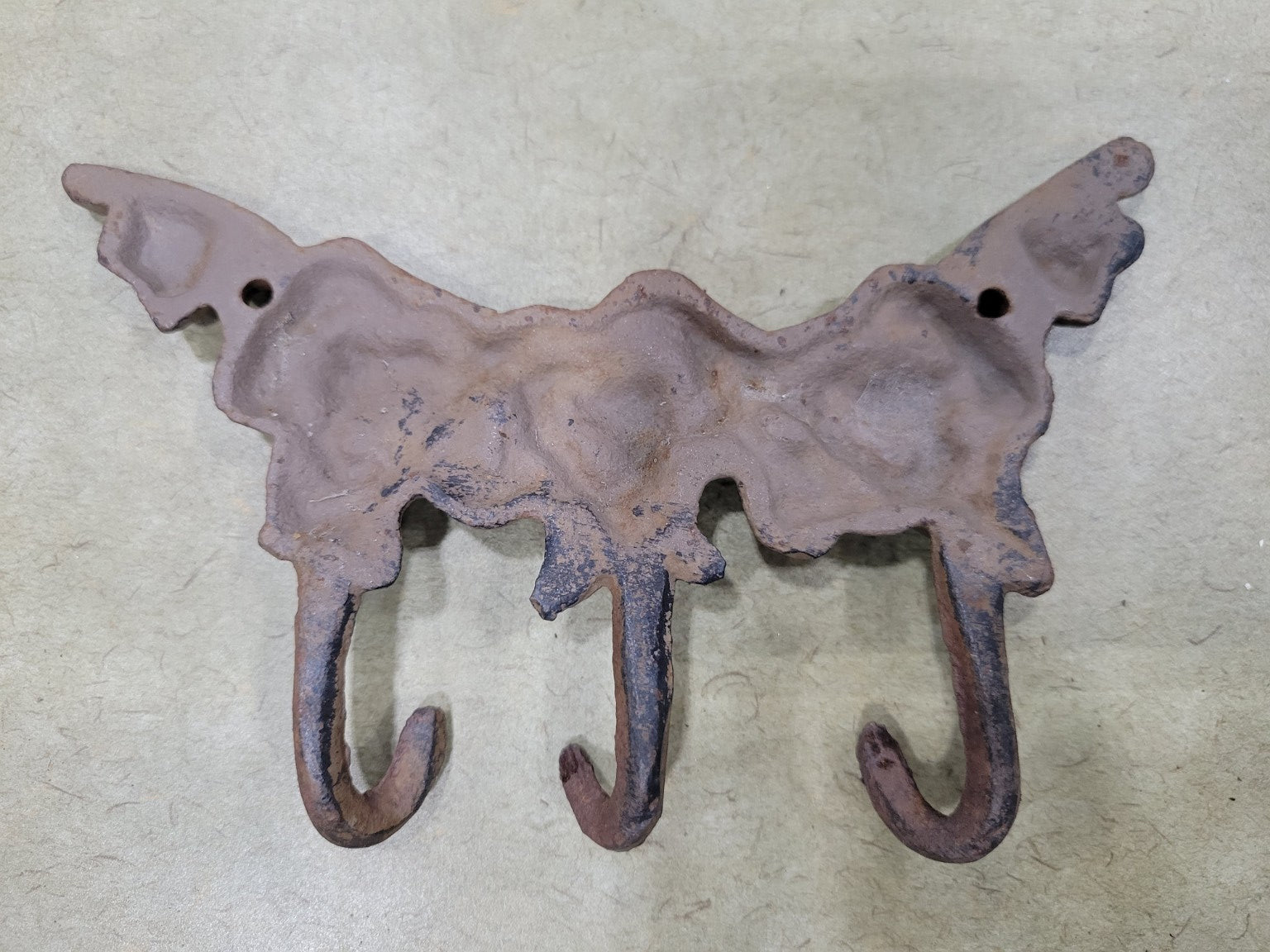 Vintage Cast Iron Rose Hook Rack – Three Hooks