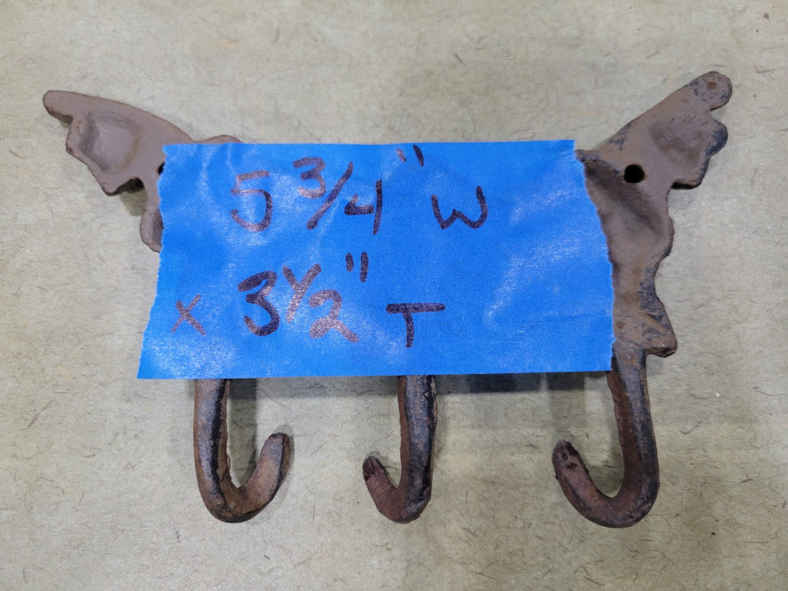 Vintage Cast Iron Rose Hook Rack – Three Hooks
