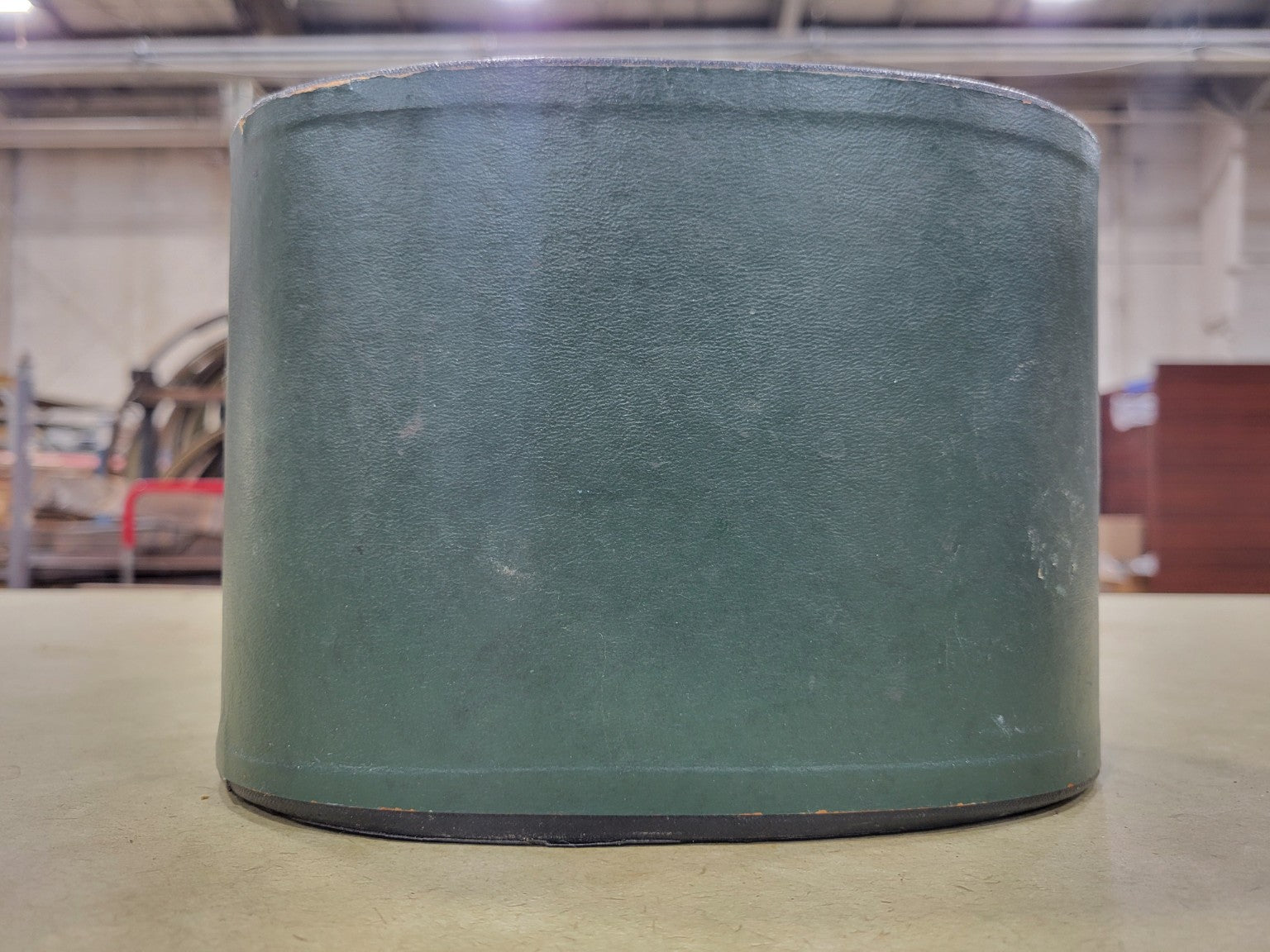 Mid-Century Decorative Green Cardboard Waste Bin with Greek Key Motif