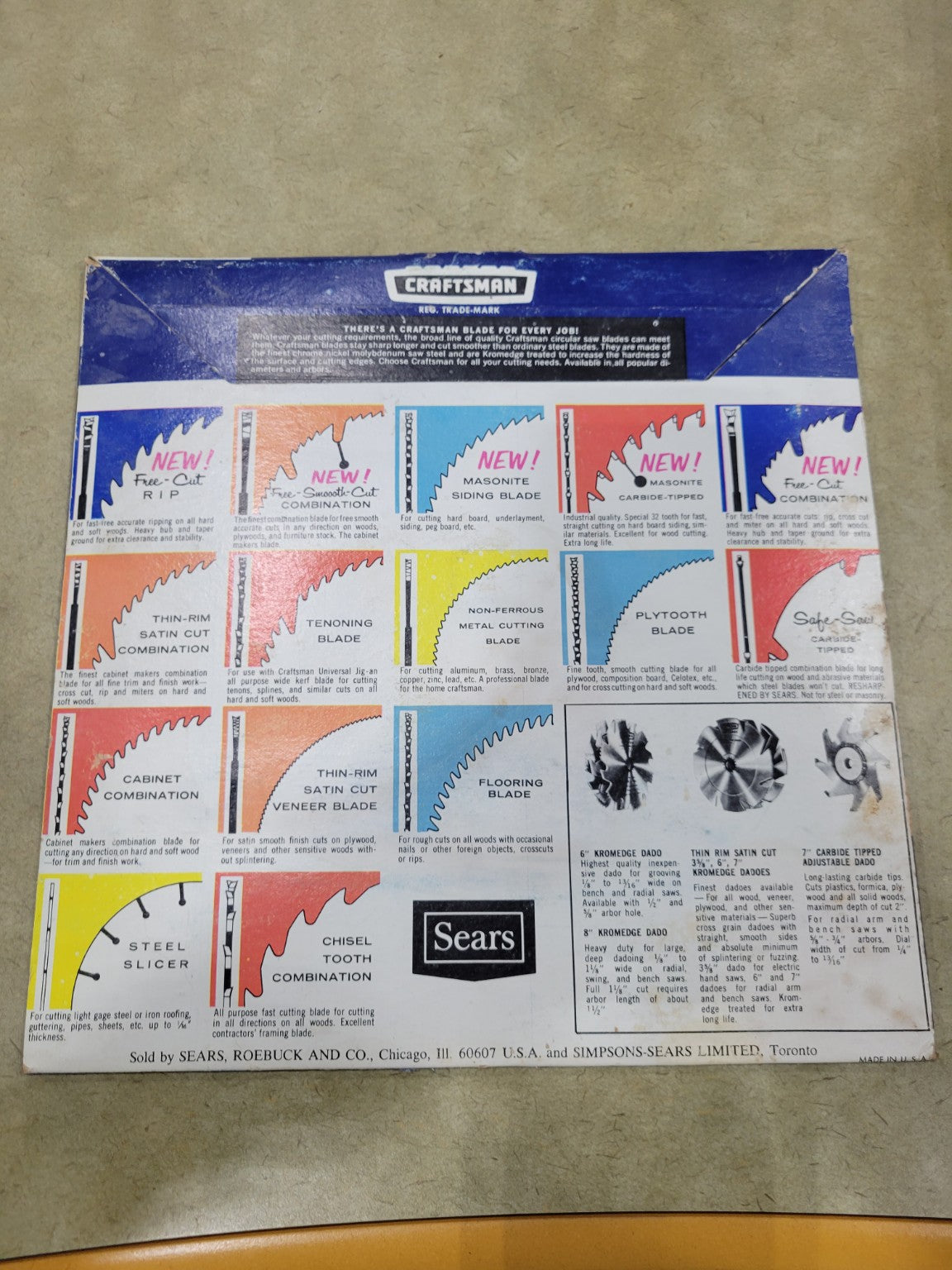 Vintage Craftsman Kromedge 10" Fine-Cut Combination Saw Blade – Original Packaging