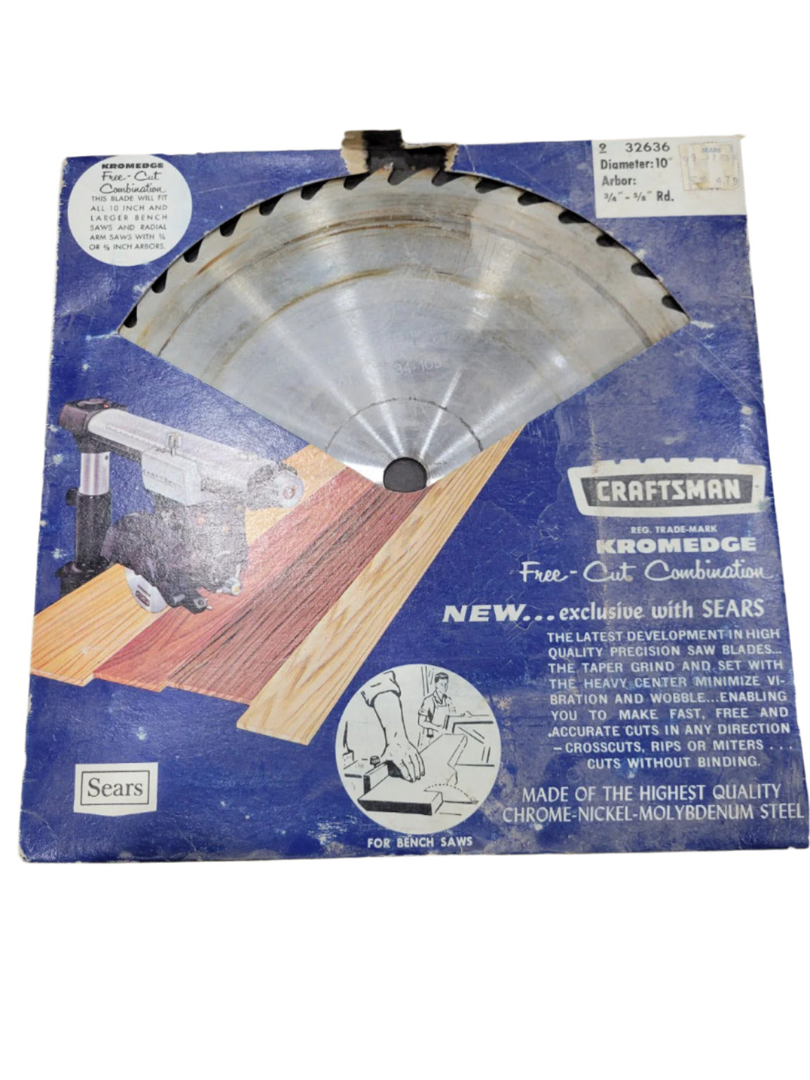Vintage Craftsman Kromedge 10" Fine-Cut Combination Saw Blade – Original Packaging