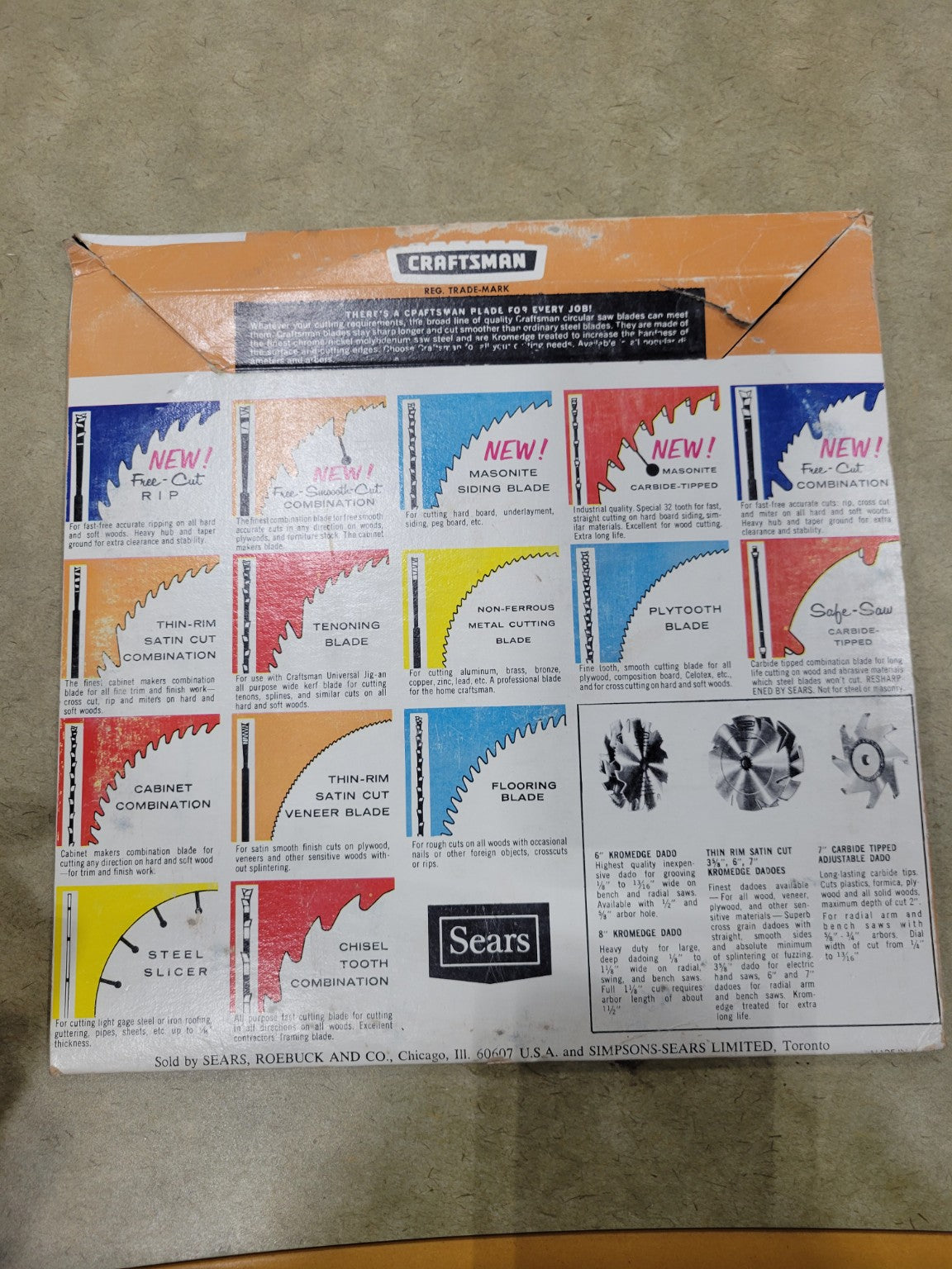Vintage Craftsman Kromedge 10" Free-Smooth Cut Combination Saw Blade