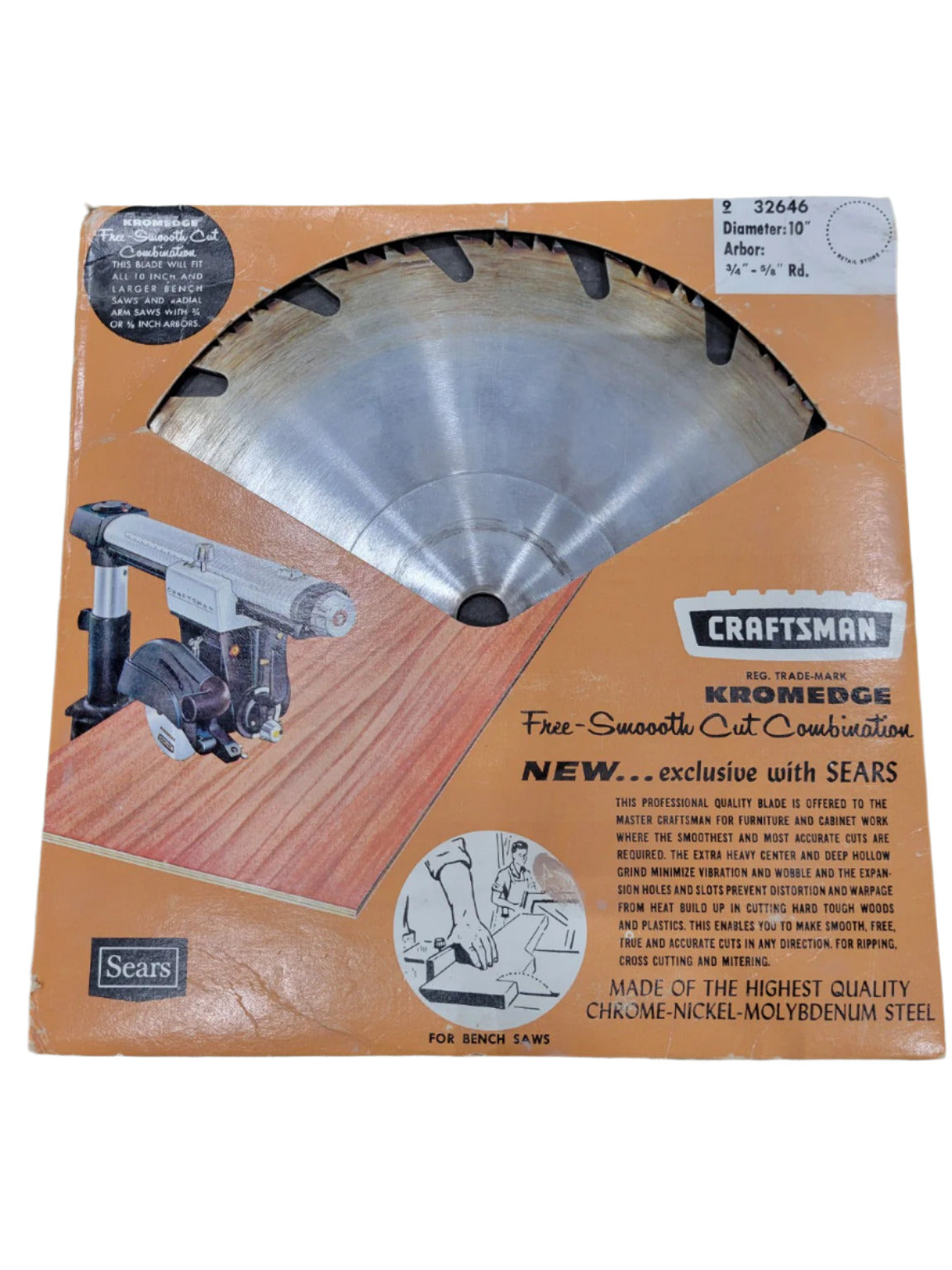 Vintage Craftsman Kromedge 10" Free-Smooth Cut Combination Saw Blade