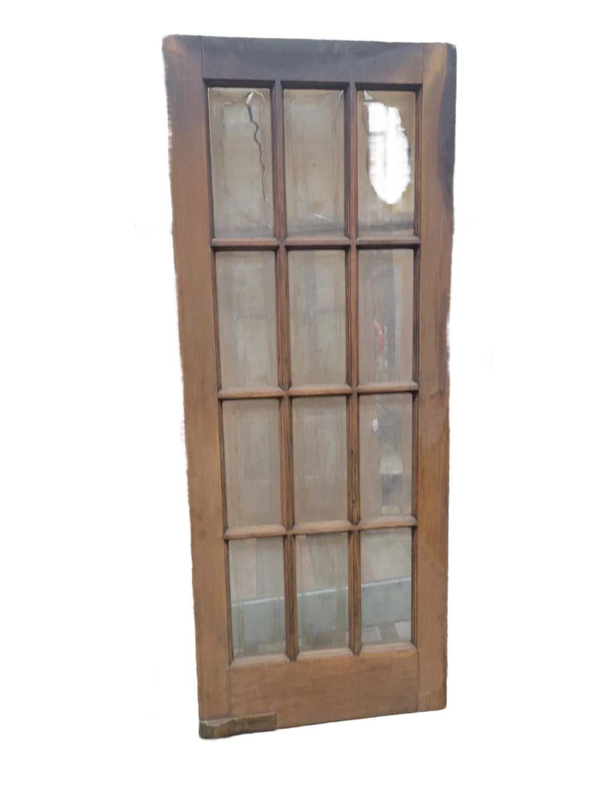 Vintage 15-Lite Wood Swing Door with Heavy Distress – 31 ⅛" x 79 ⅞" (C)