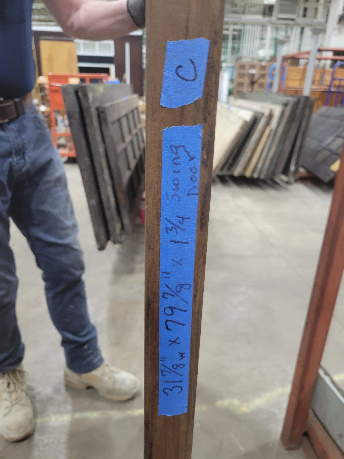 Vintage 15-Lite Wood Swing Door with Heavy Distress – 31 ⅛" x 79 ⅞" (C)