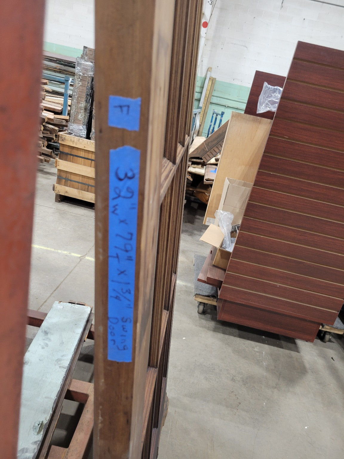Vintage 15-Lite Wood Swing Door with Minor Fire Damage – 32" x 79 ¼" (F)