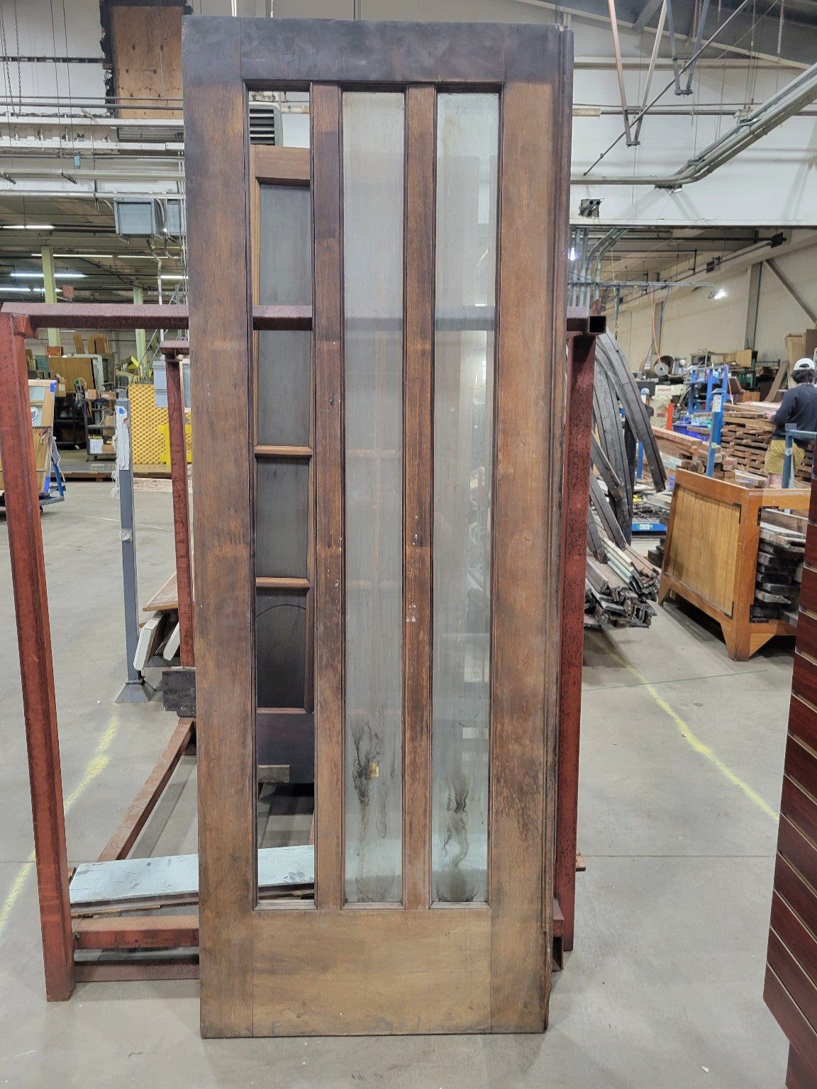 Antique Multi-Lite Swing Door with Symmetrical Side Glass Columns – 30 ⅜" x 84 ¼" (G)