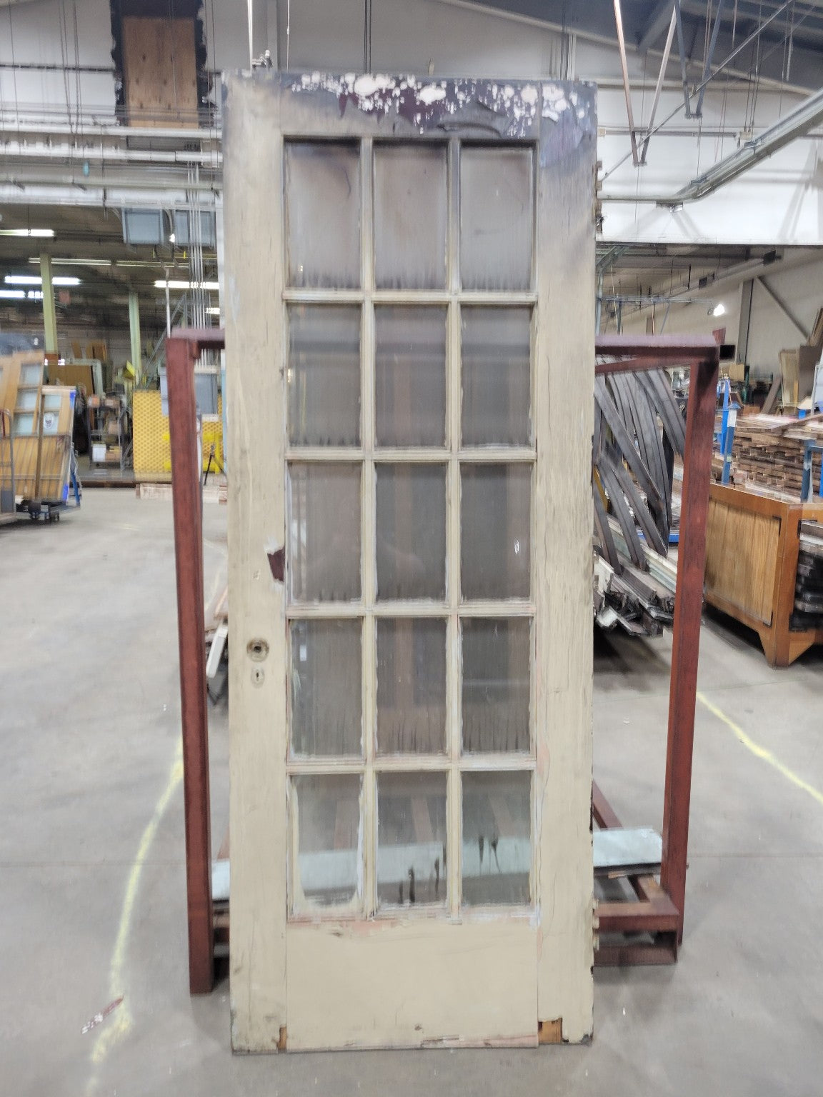 Antique 15-Lite Painted Wood Door – 32" x 84" (CC)