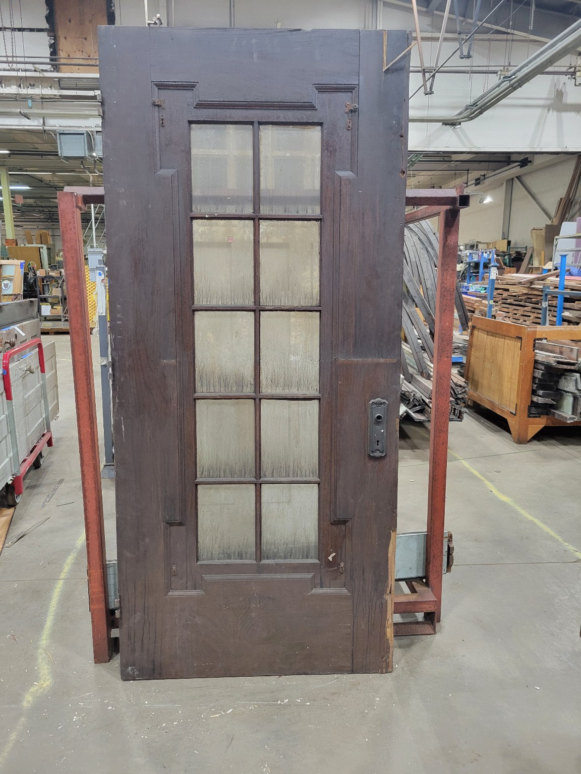Ornate 9-Lite Beveled Glass Entry Door with Applied Molding – 36 x 79 ¾ (JJ)