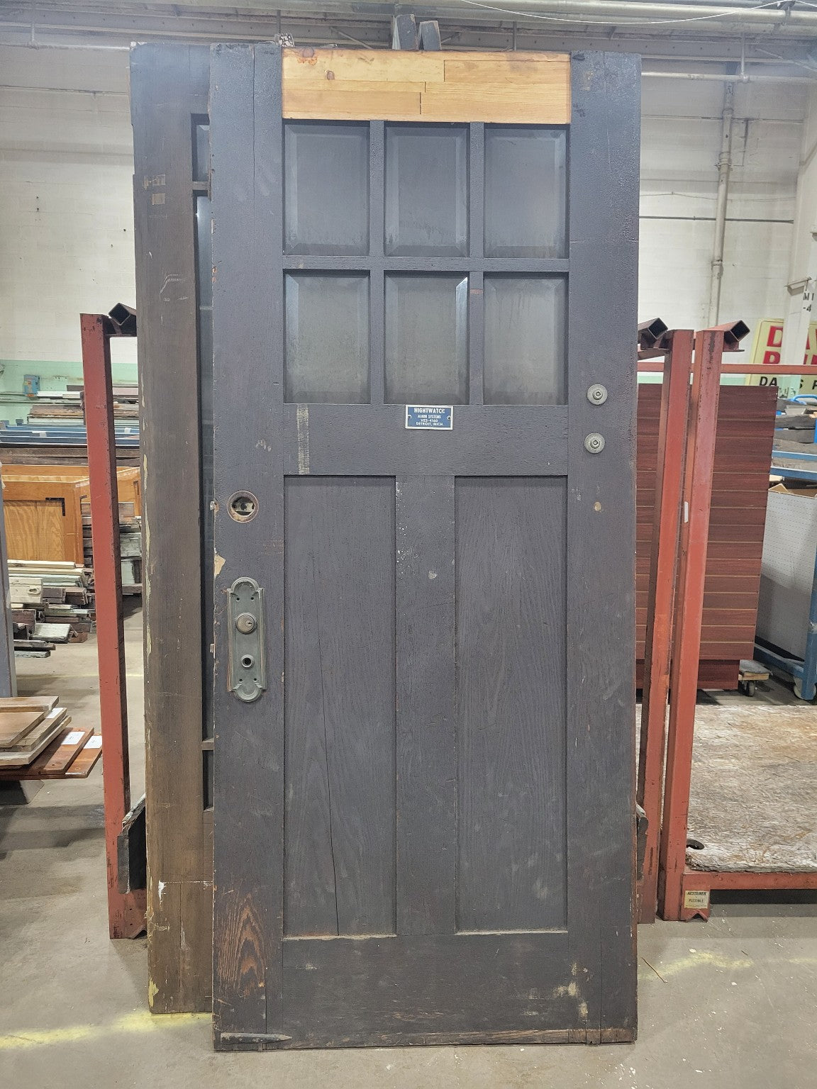 Salvaged Oak 6-Lite Entry Door with Fire-Damaged Veneer – 36" x 83 ⅞" (W)