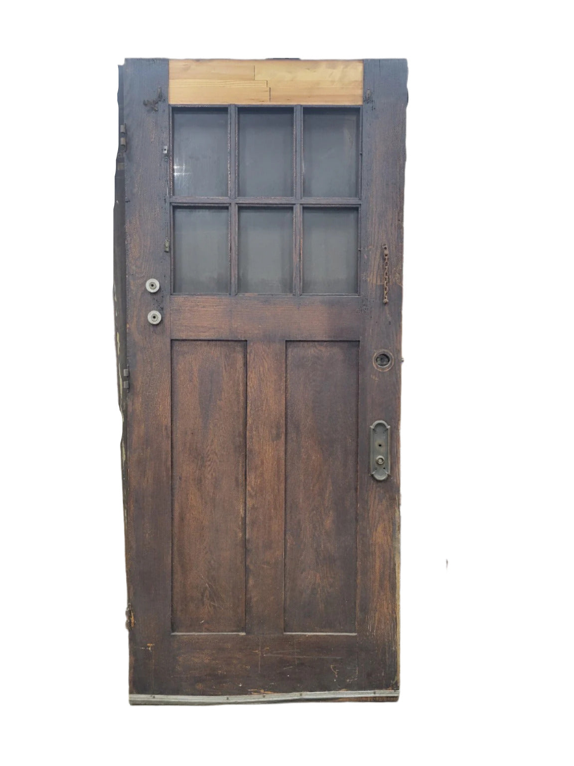 Salvaged Oak 6-Lite Entry Door with Fire-Damaged Veneer – 36" x 83 ⅞" (W)