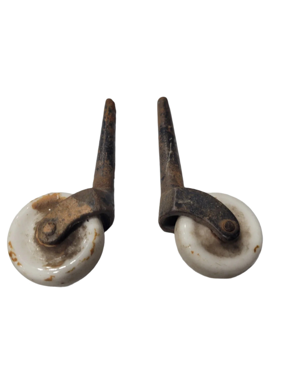Antique Porcelain Caster Wheels – Set of 2 (1.5" Wheel, 2.75" Stem)
