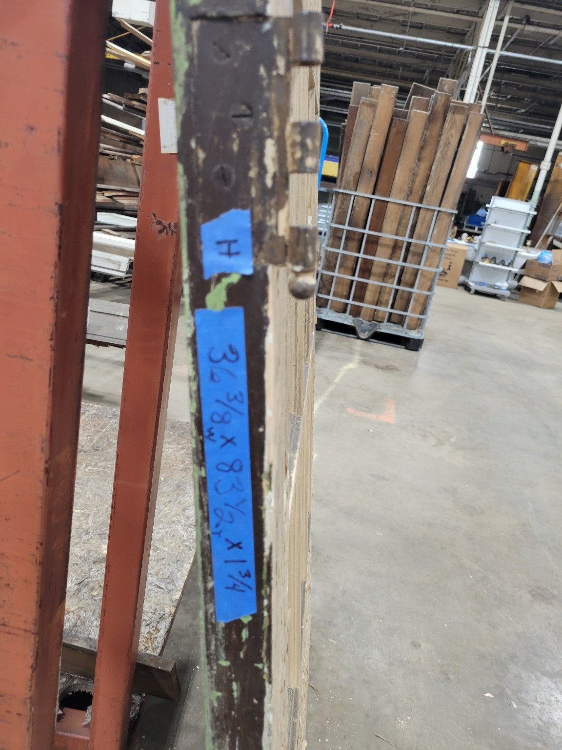 Vintage 12-Lite Wood Door with Distressed Paint – 83 5/8" Tall (H)