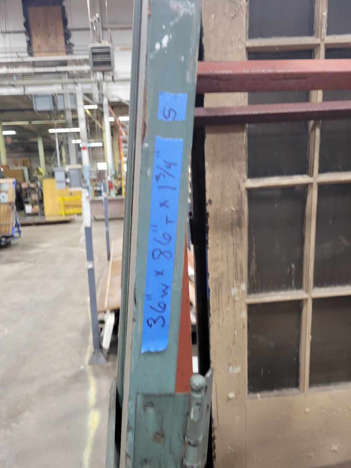 Distressed Green Industrial Wood Panel Door – 86" Tall (S)