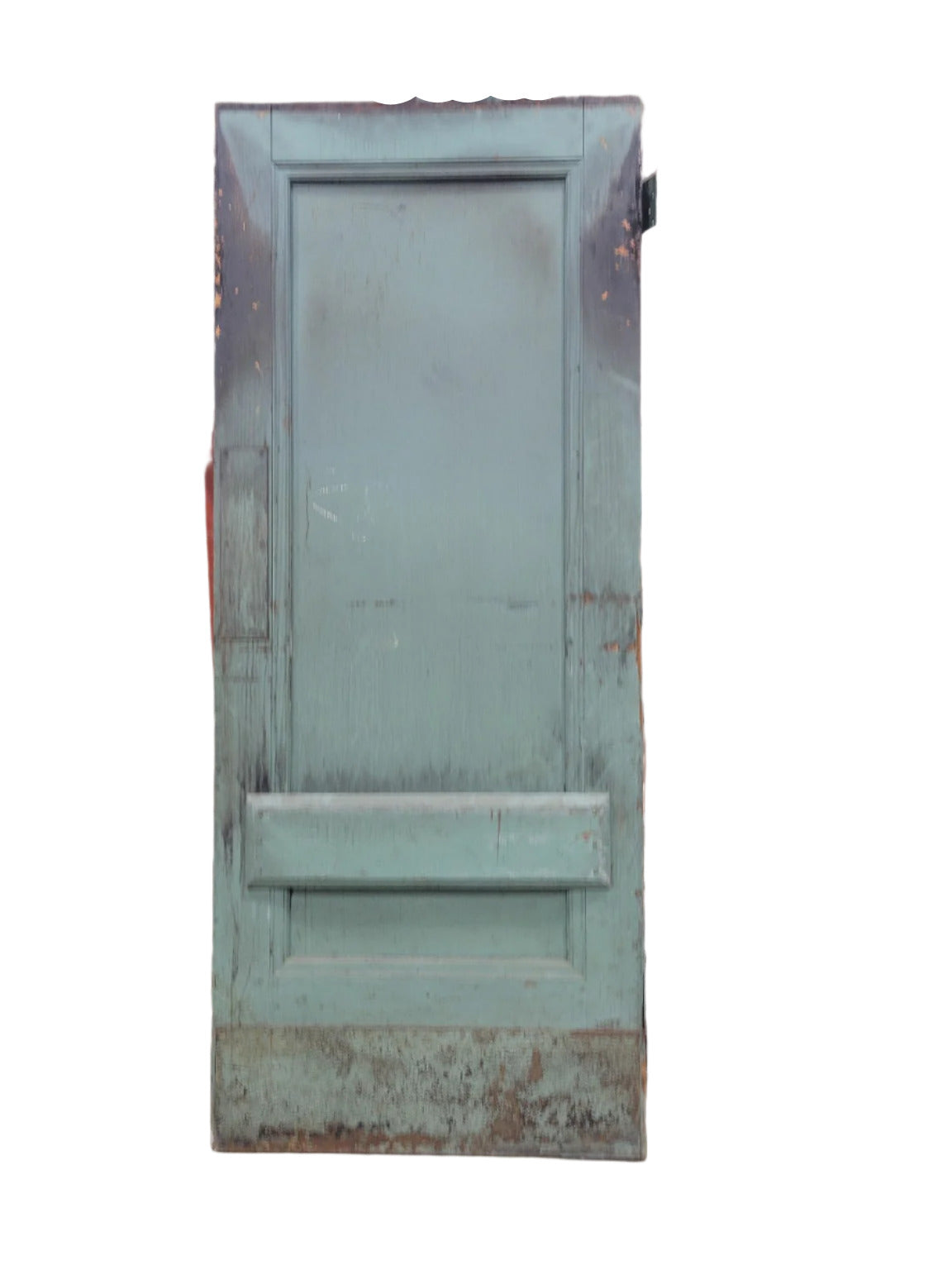 Vintage Green Industrial Wood Door – 86 ⅝" Tall – Heavy Patina (P)