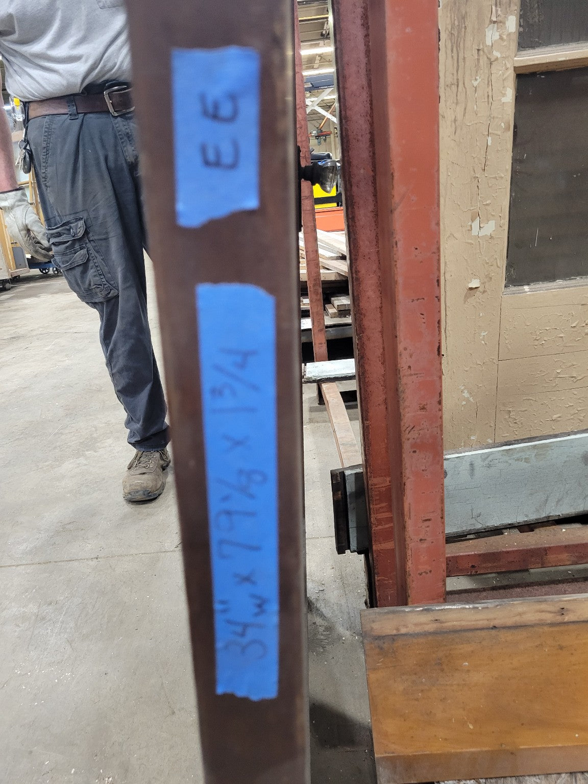 Antique Stained Glass Door with Geometric Motif – 79 ⅞" Tall – Needs Repair (EE)