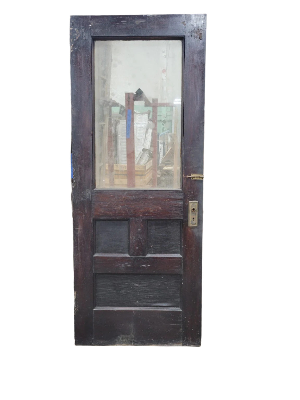 Antique Wood Storefront Door with Glazed Upper Lite – 80" Tall (BB)