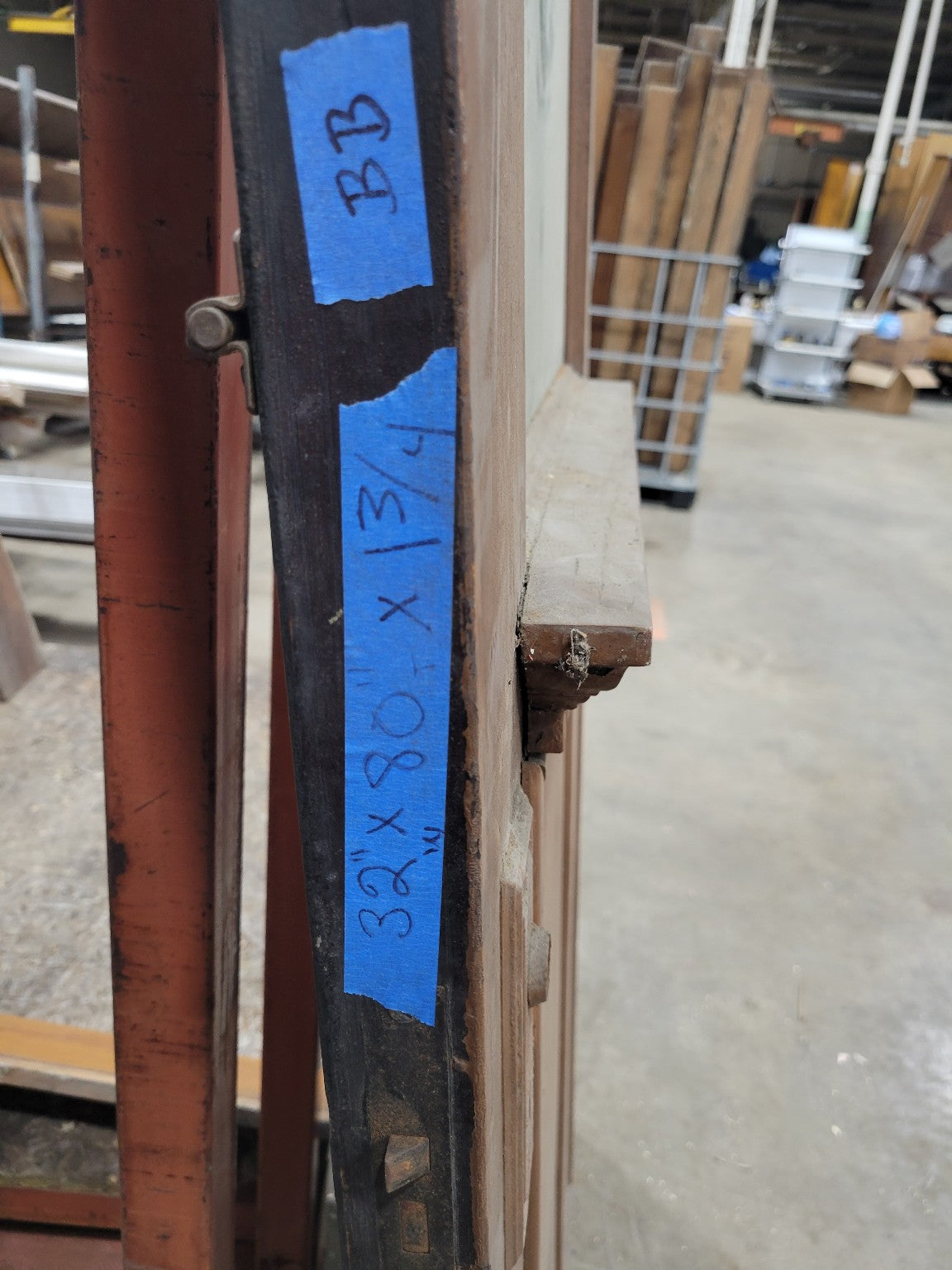 Antique Wood Storefront Door with Glazed Upper Lite – 80" Tall (BB)