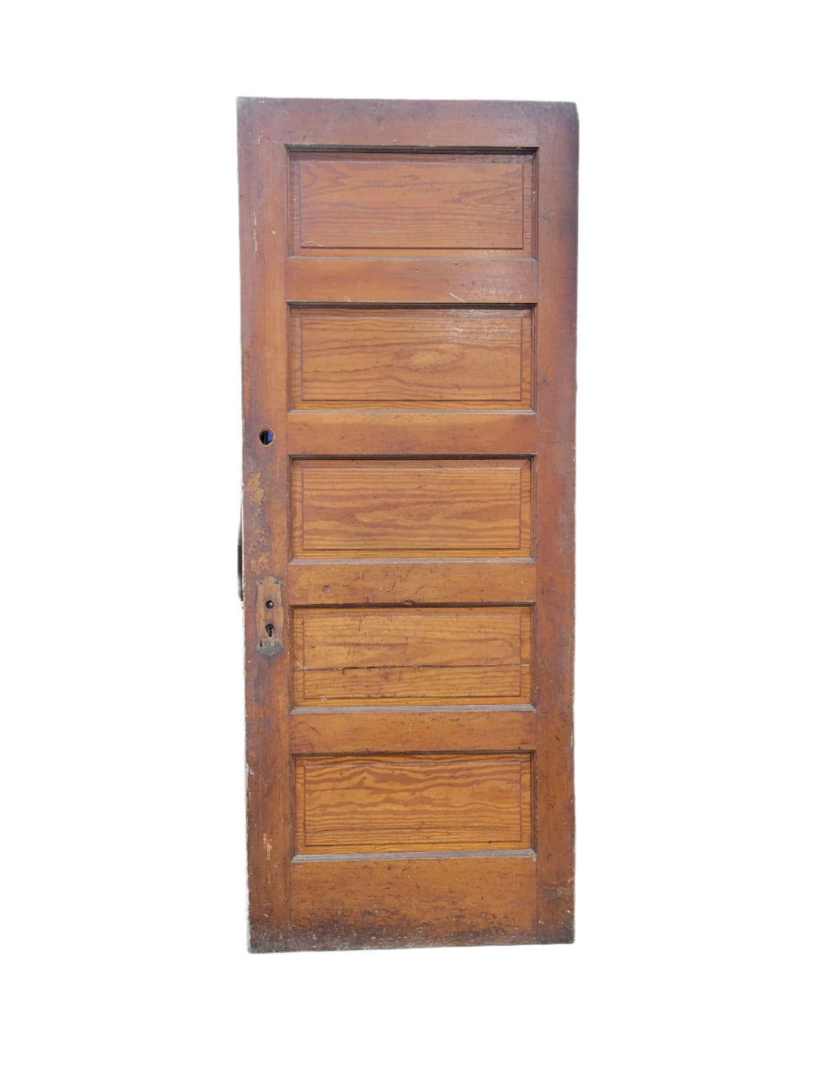 Antique 5-Panel Wood Door – 80 ¼" Tall – Dual Finish (Stained & Painted) (OO)
