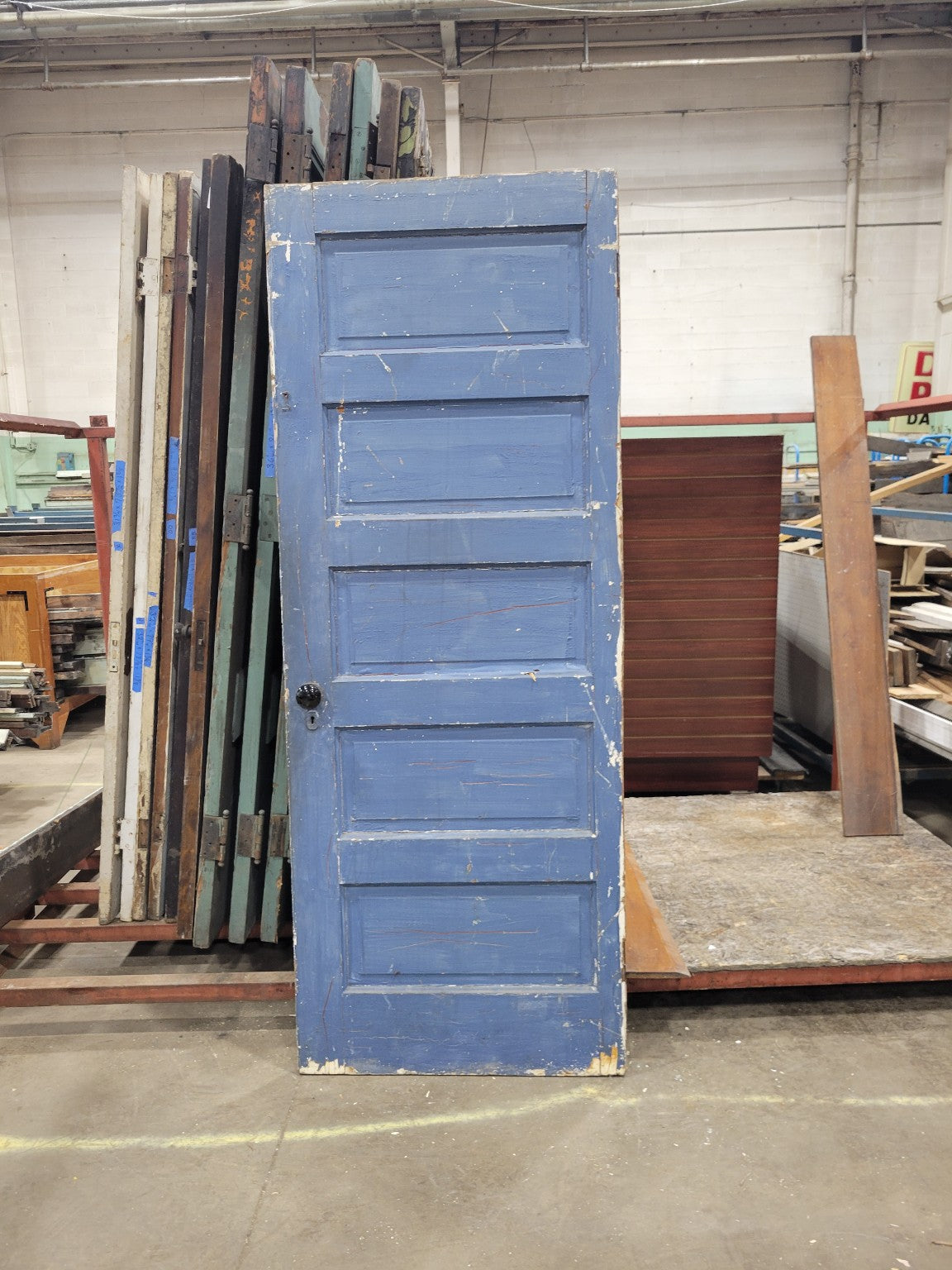 Painted 5-Panel Wood Door with Layered Finish – 79" Tall (QQ)