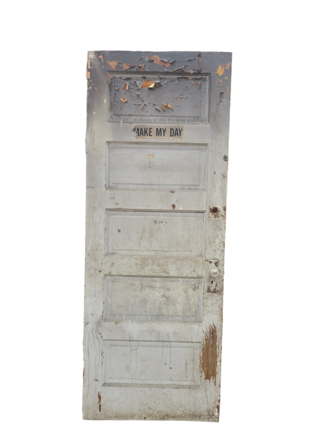 Painted Antique 5-Panel Solid Wood Door – MAKE MY DAY – 29 7/16 x 78 3/8 x 1 3/8 (HH)
