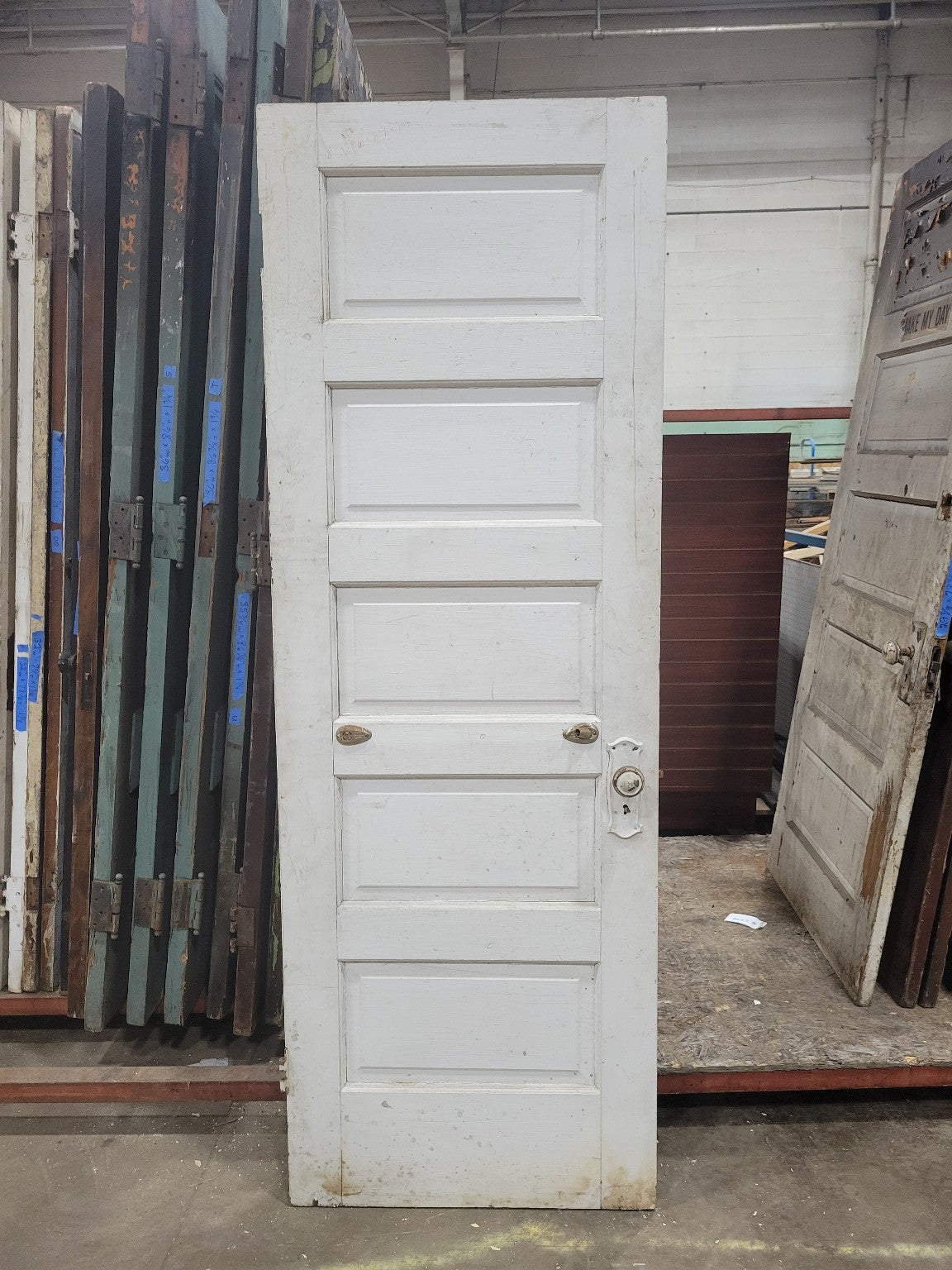 Painted Antique 5-Panel Solid Wood Door – 27 ¾" W x 79 ¾" T x 1 ⅜" D (RR)