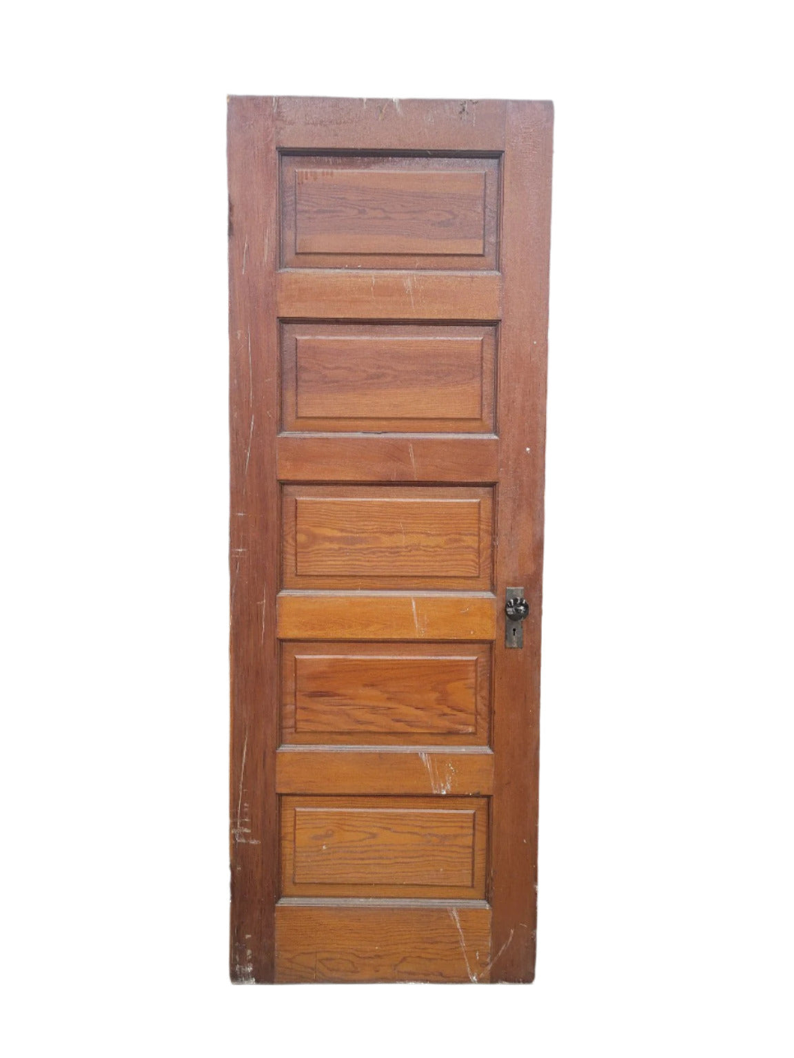 Antique 5-Panel Wood Door with Original Varnish – 28" x 77 ½" x 1 3/8" (TT)