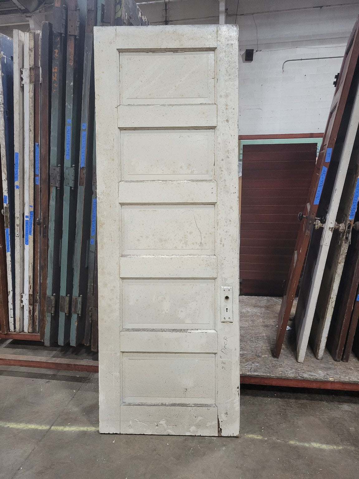 Painted Antique 5-Panel Interior Door – 28 ⅞ x 80 ¼ x 1 ⅜