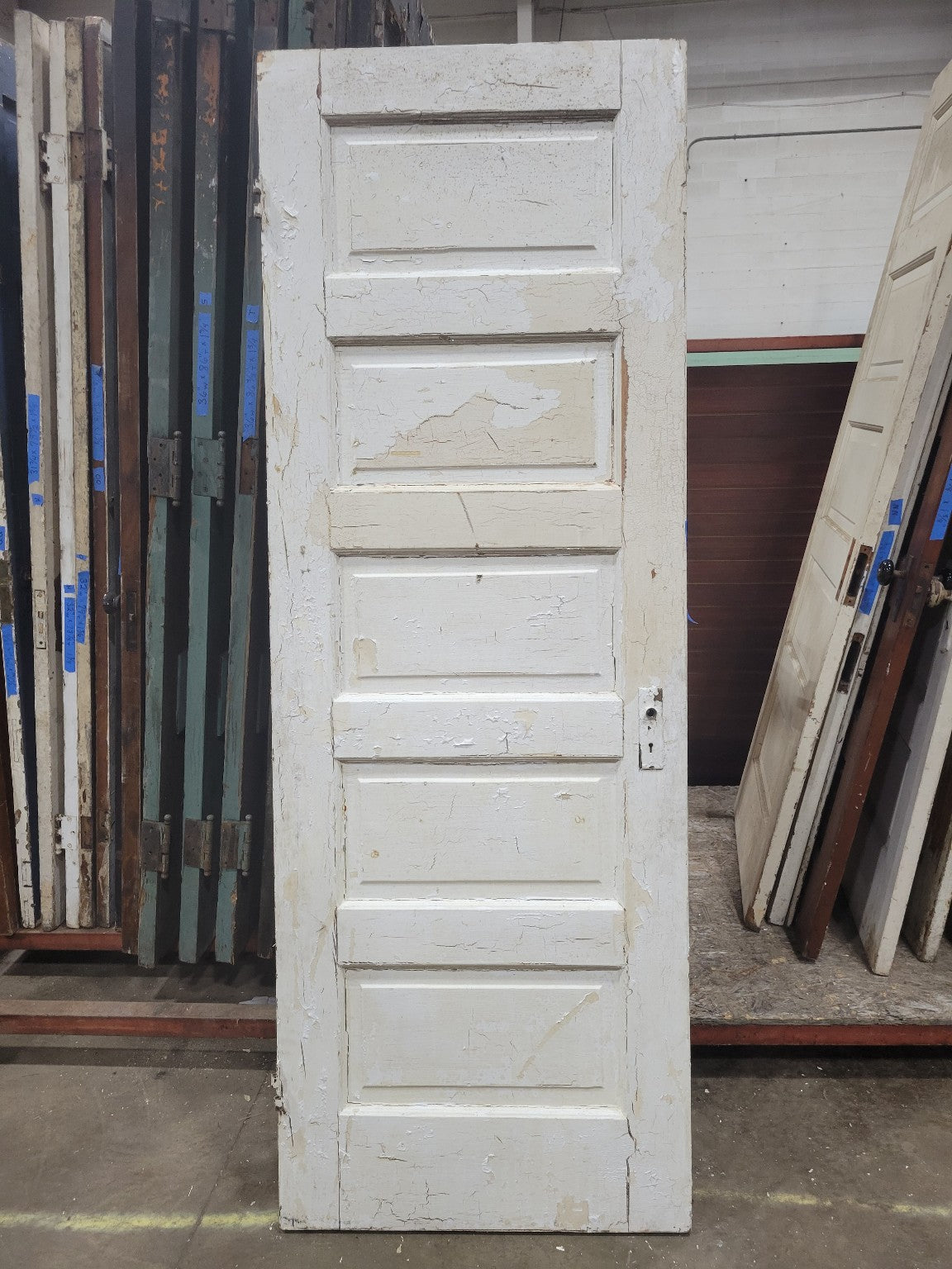 Chippy Painted Antique 5-Panel Door – 28 x 78 ¾ x 1 ⅜ (AAA)