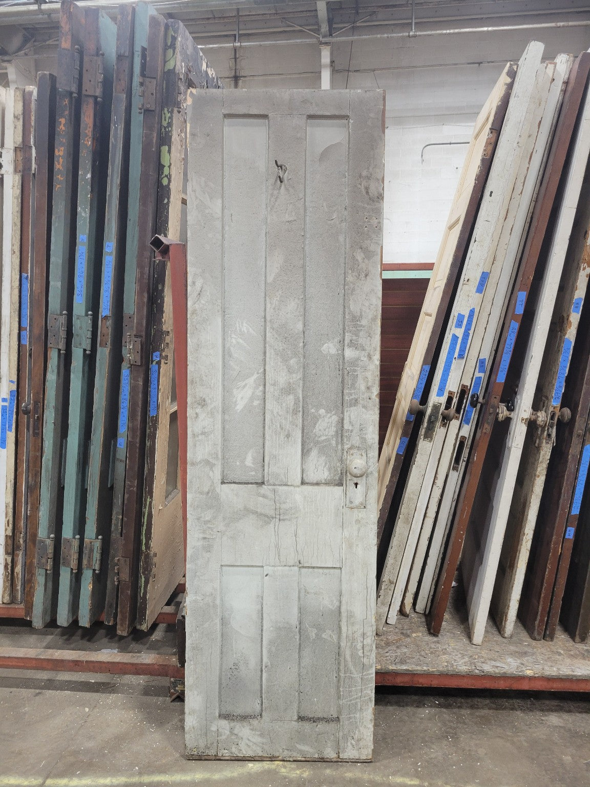 Narrow Painted Antique 4-Panel Door – 23 Narrow Painted Antique 4-Panel Door – 23