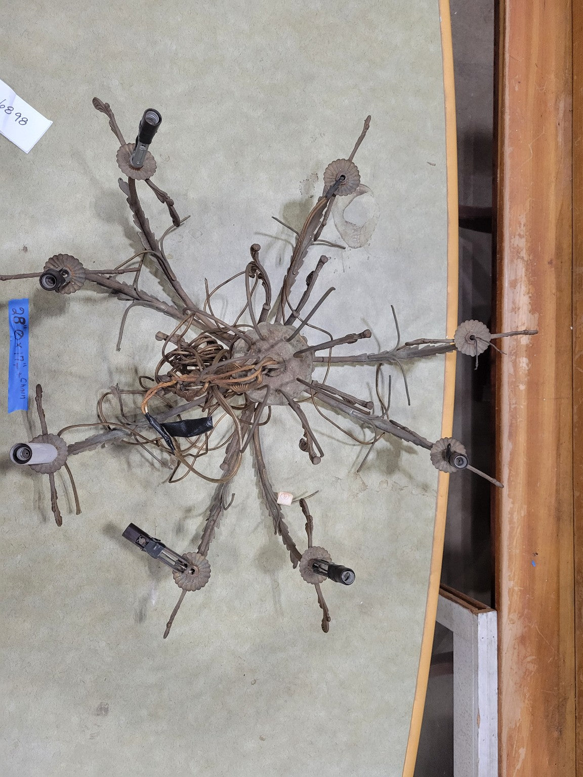 Vintage Italian Tole Floral Chandelier – 28 Diameter x 17 H + Chain (AS IS)