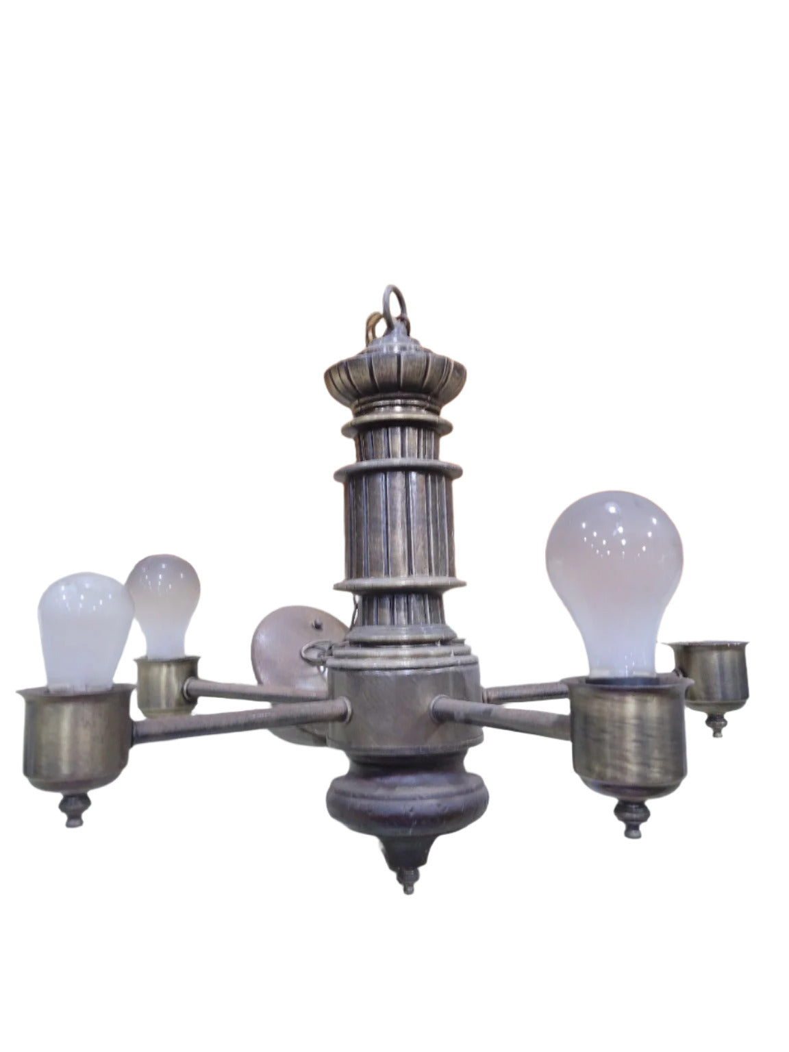 Mid-Century Machine-Age 5-Light Chandelier – 18 Diameter x 16 ½ H + Chain (AS IS)