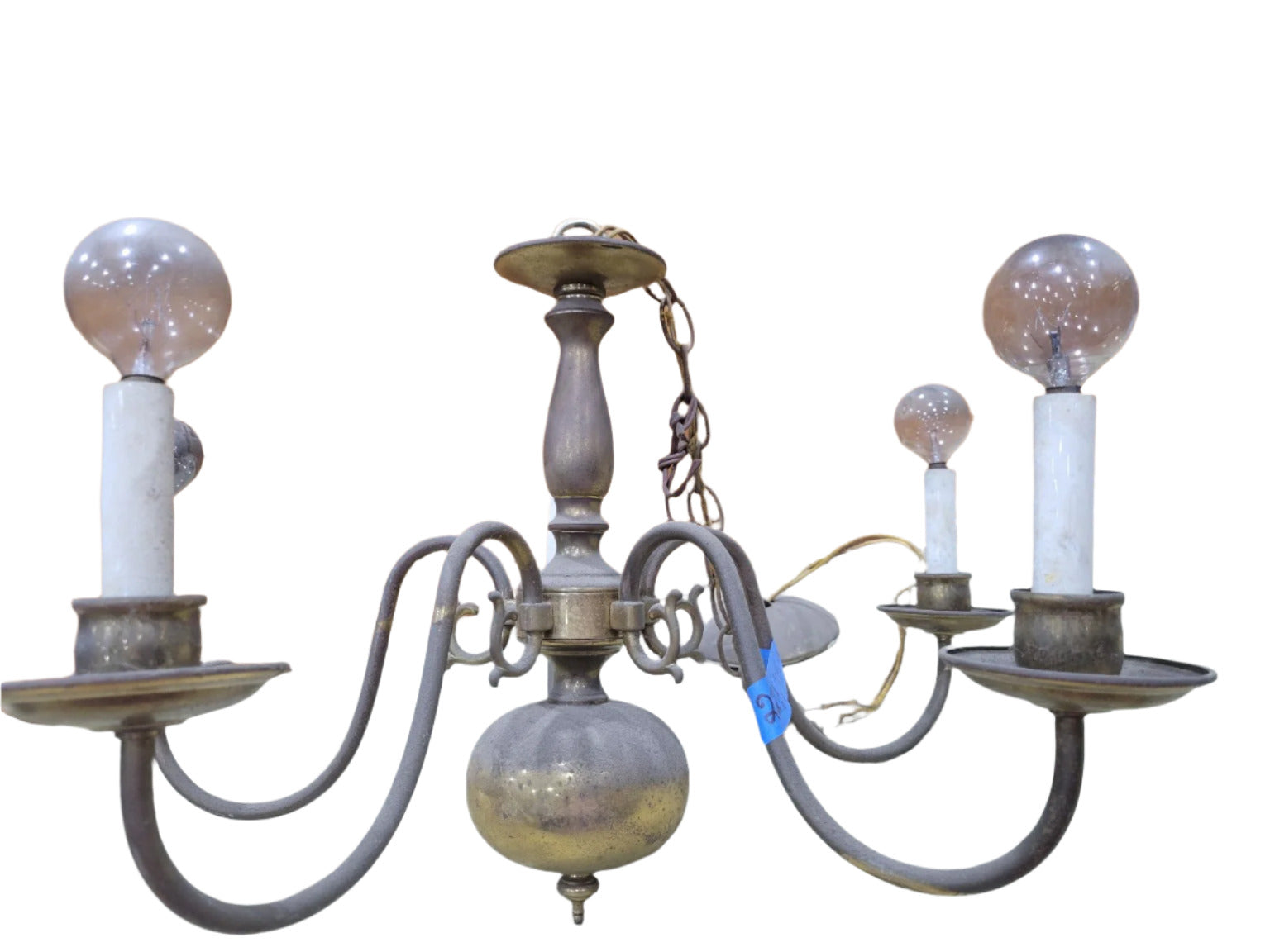 Antique Cast Iron 6-Light Chandelier – Art Deco Revival with Ornamental Arms (AS IS)