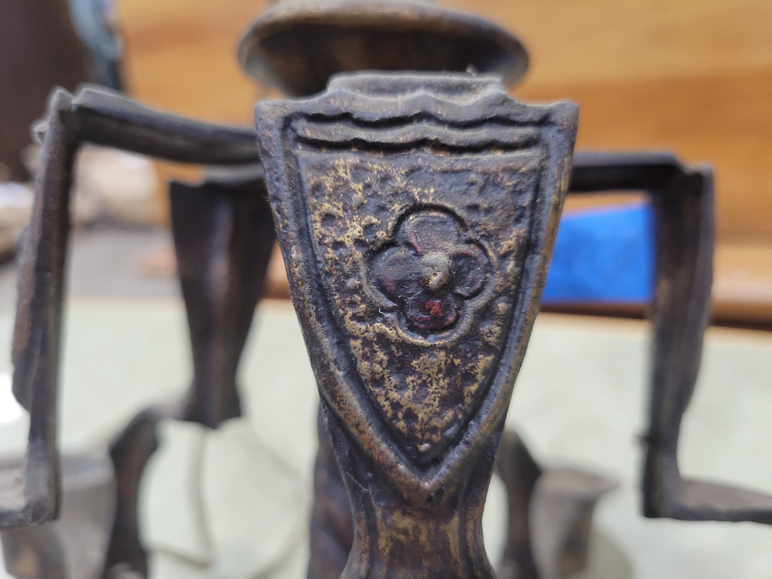 Antique Cast Iron Gothic Revival 6-Arm Chandelier (AS IS)