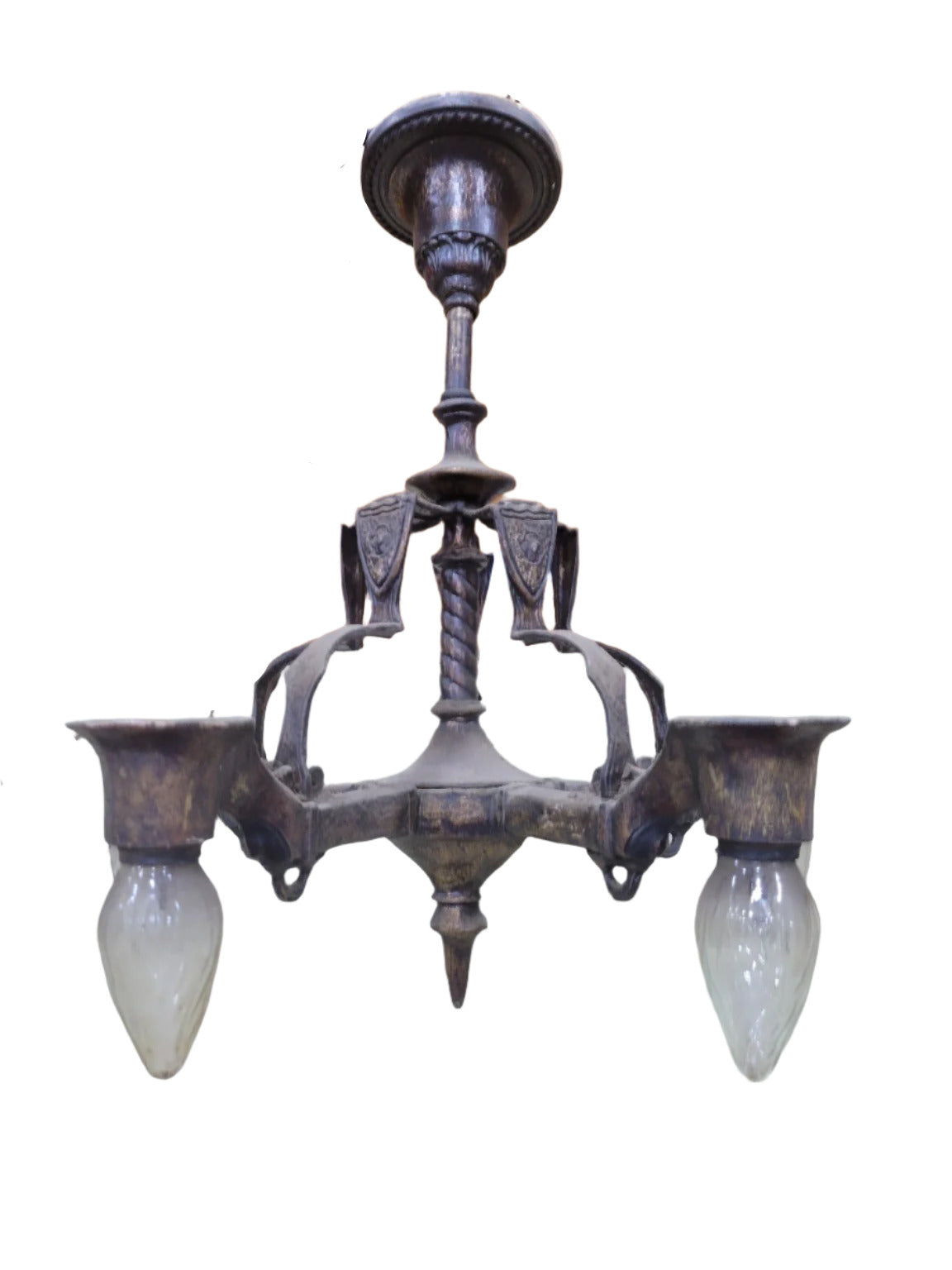 Antique Cast Iron Gothic Revival 6-Arm Chandelier (AS IS)