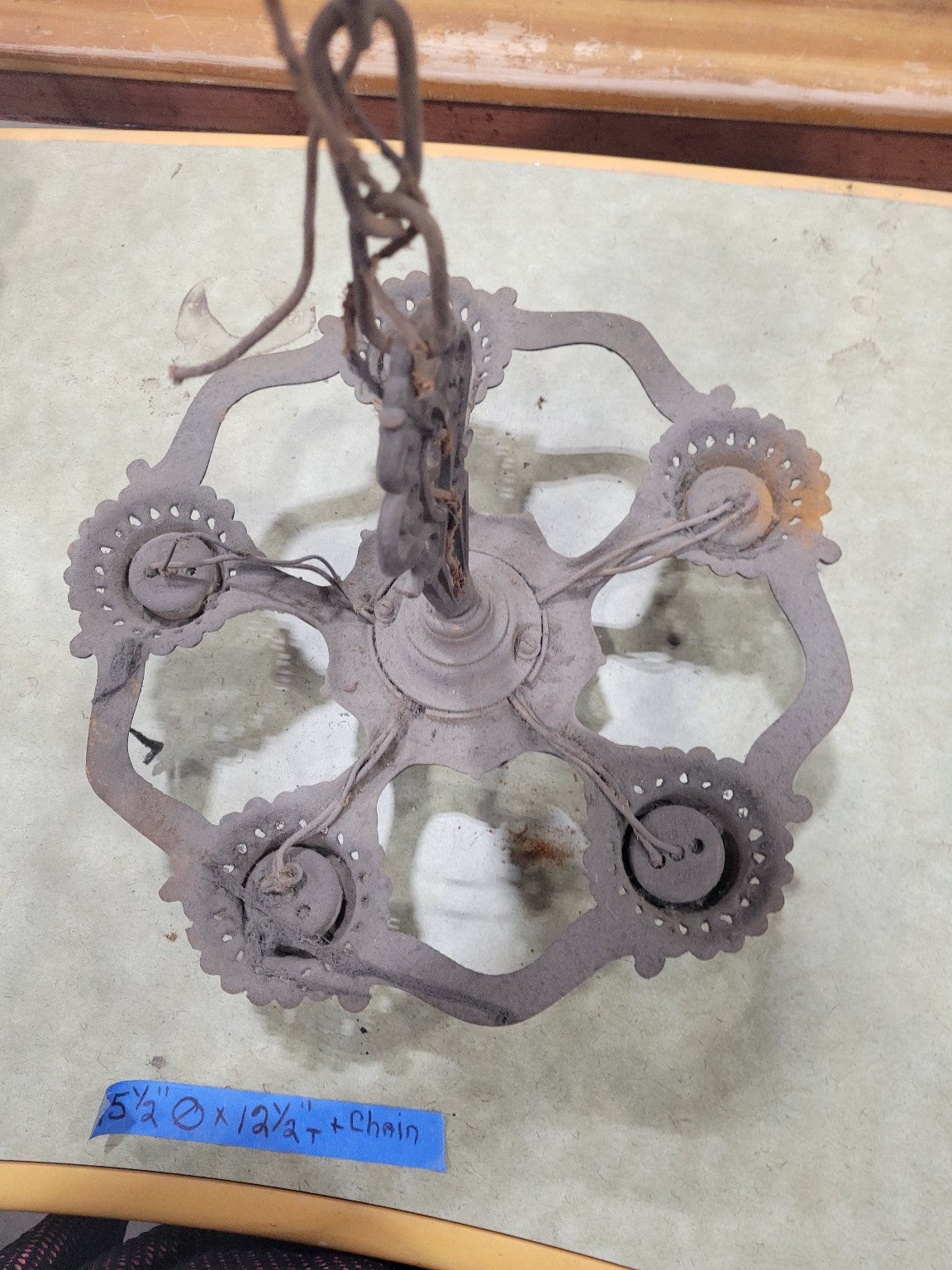 Antique Cast Iron 5-Light Chandelier Frame – Needs Rewiring (AS IS)