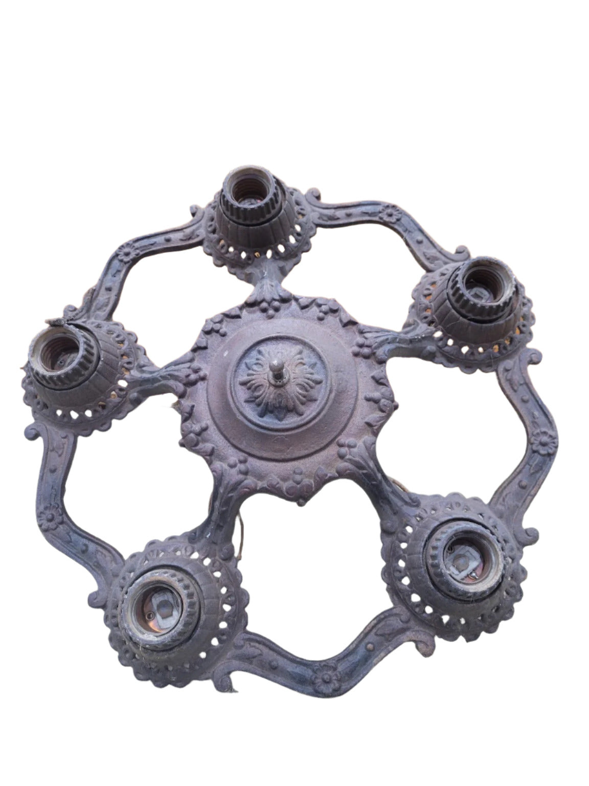 Antique Cast Iron 5-Light Chandelier Frame – Needs Rewiring (AS IS)