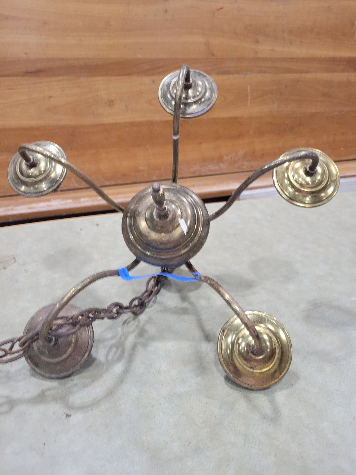 Vintage Brass 6-Light Chandelier Frame – Rewiring Required (AS IS)